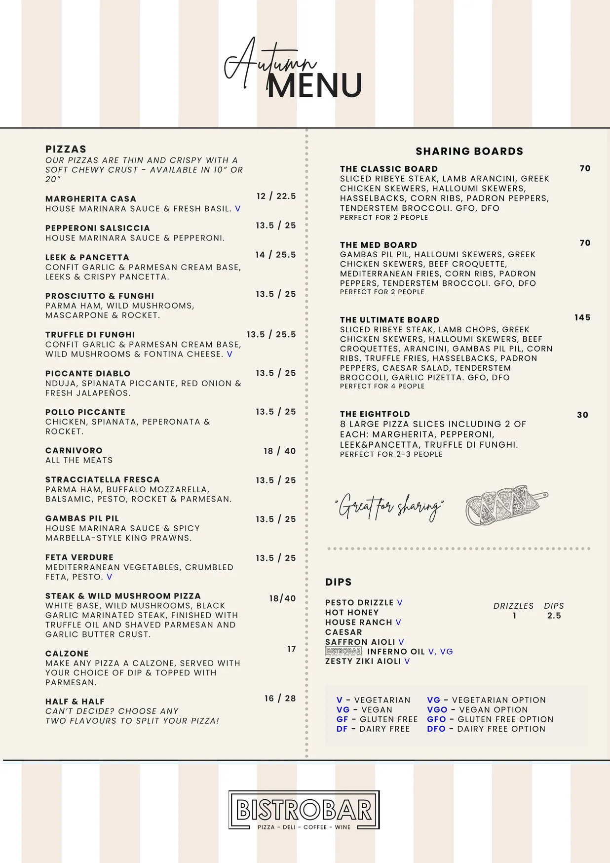 Bistrobar menu, page 2