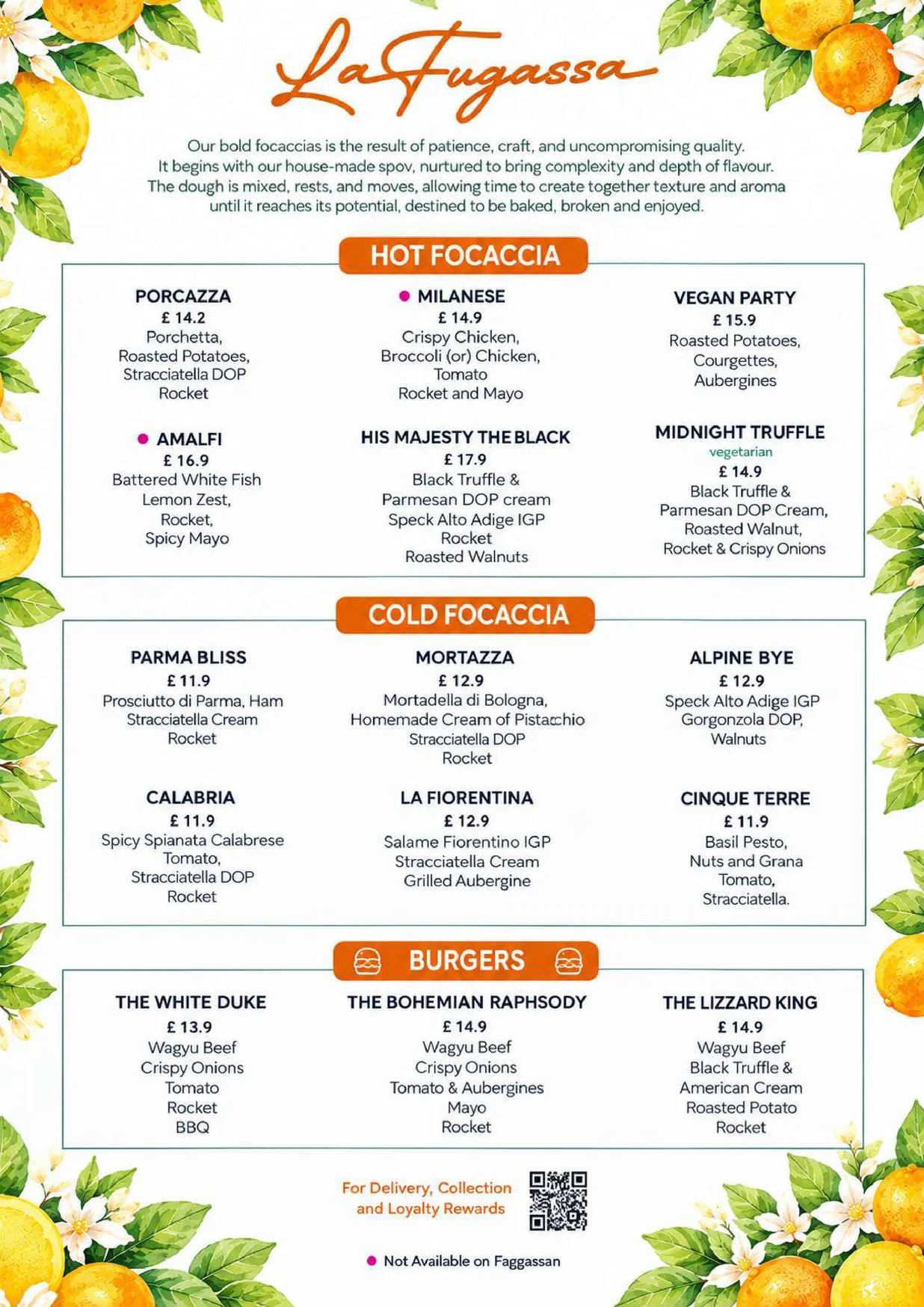 La Fugassa menu, page 1