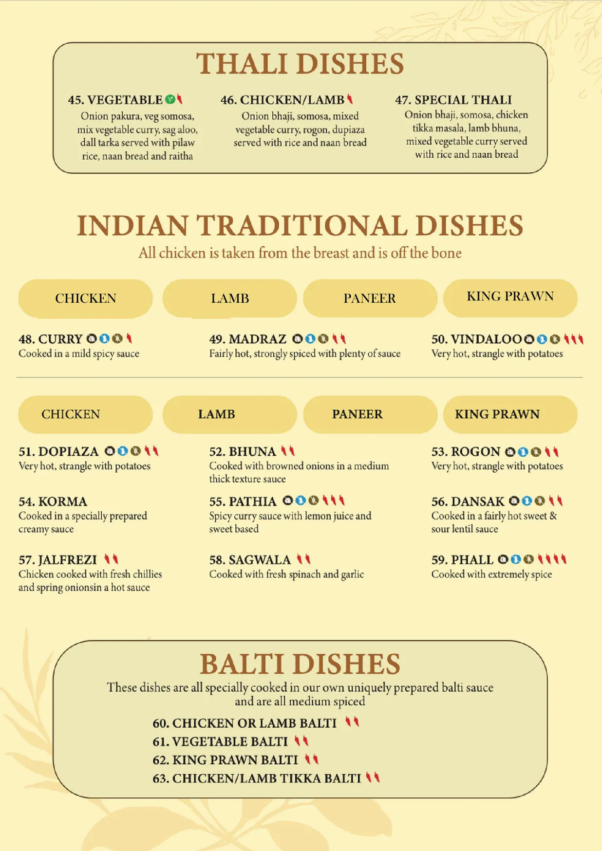 Tajmahal Indian Cuisine menu, page 5