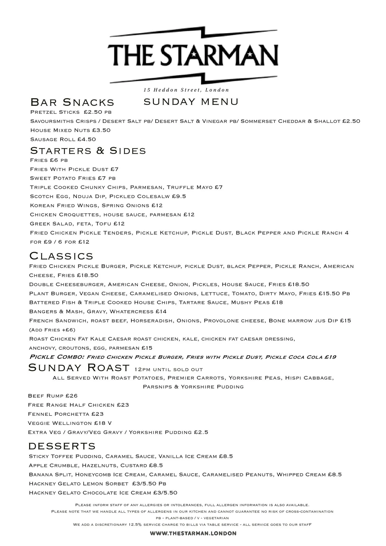 The Starman menu, page 13