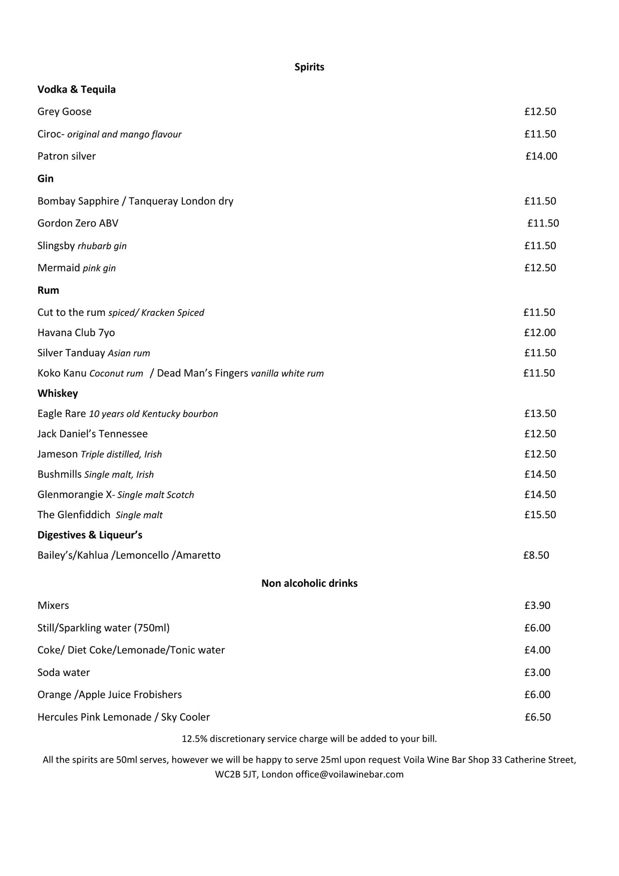 Voila! Wine Bar menu, page 8