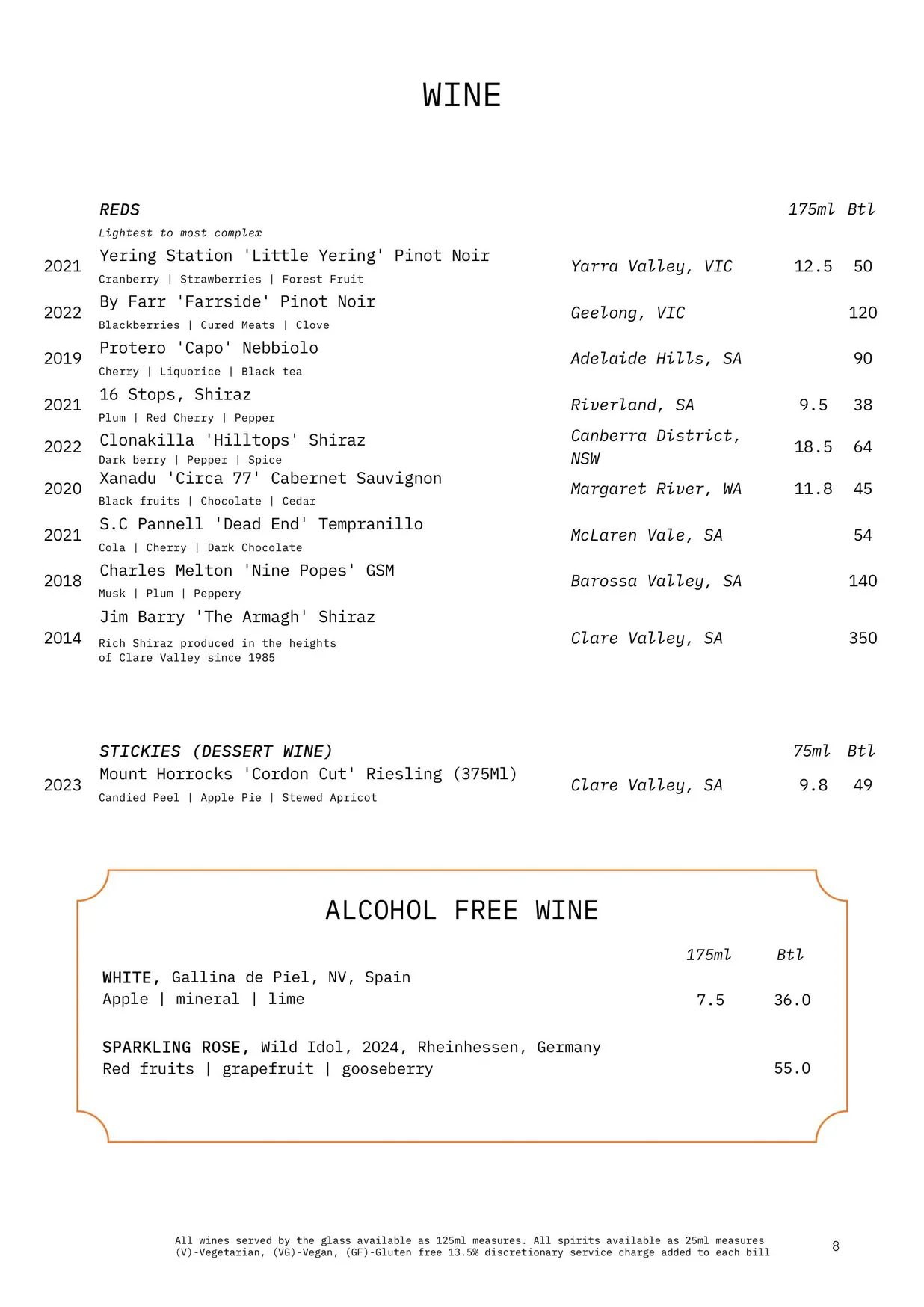 Ziggy Green menu, page 10