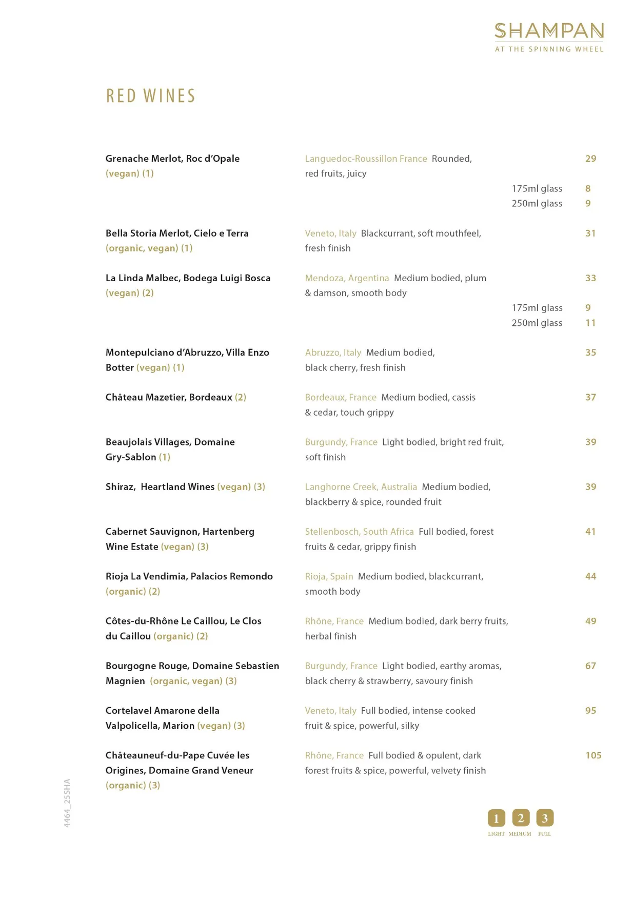 Shampan at the Spinning Wheel menu, page 17