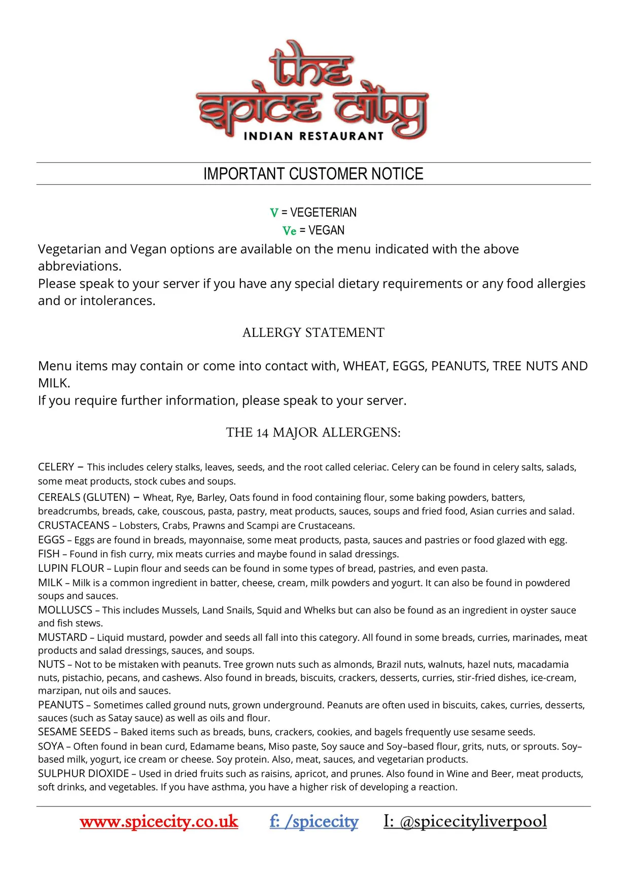 Spice City menu, page 11