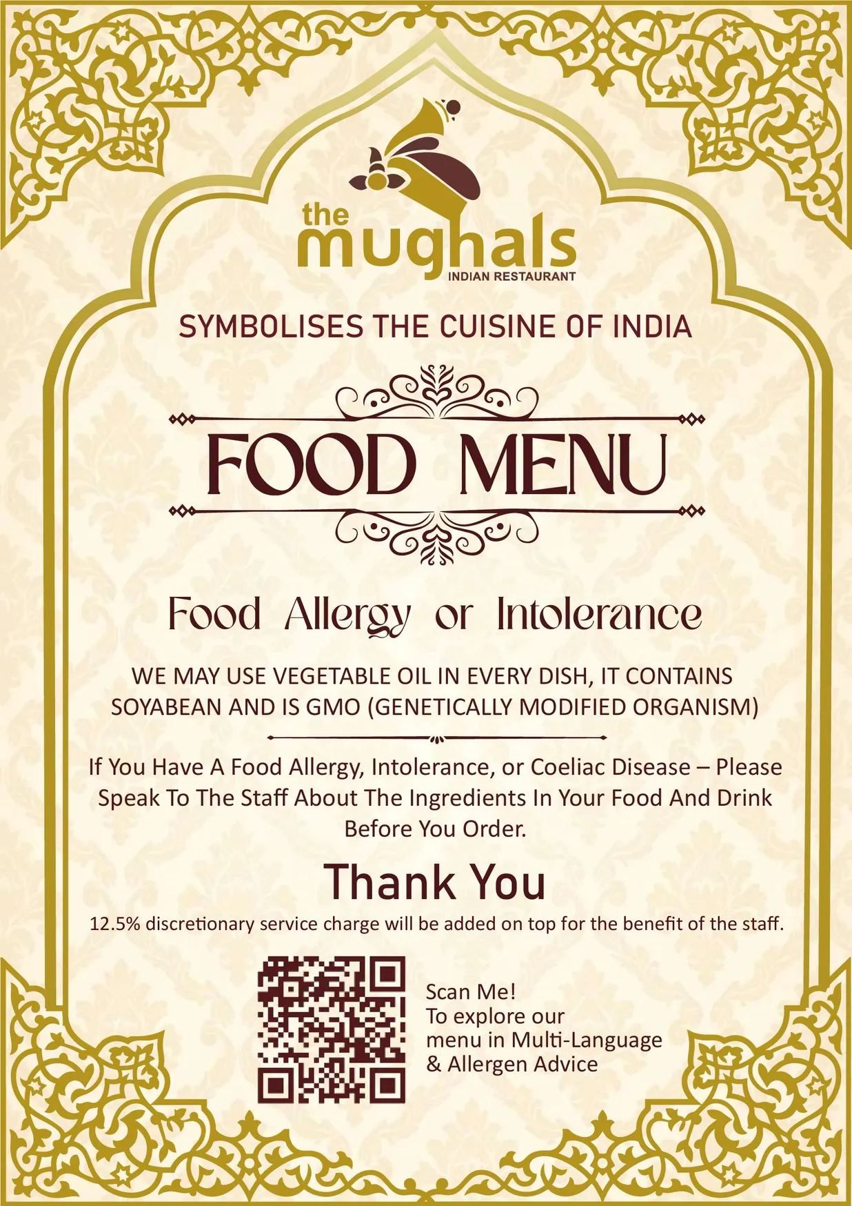 The Mughals Fitzrovia menu, page 1