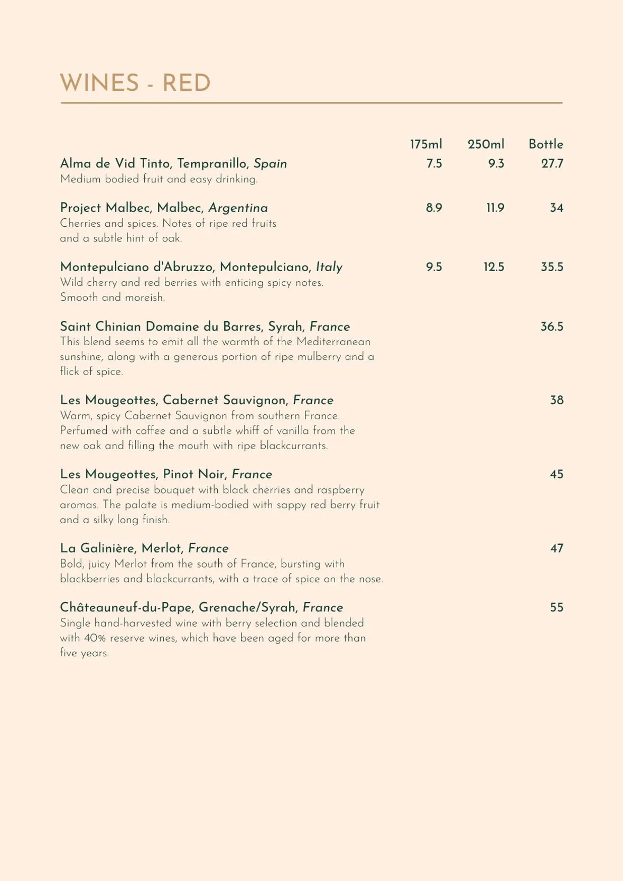 Pierre Kitchen menu, page 7
