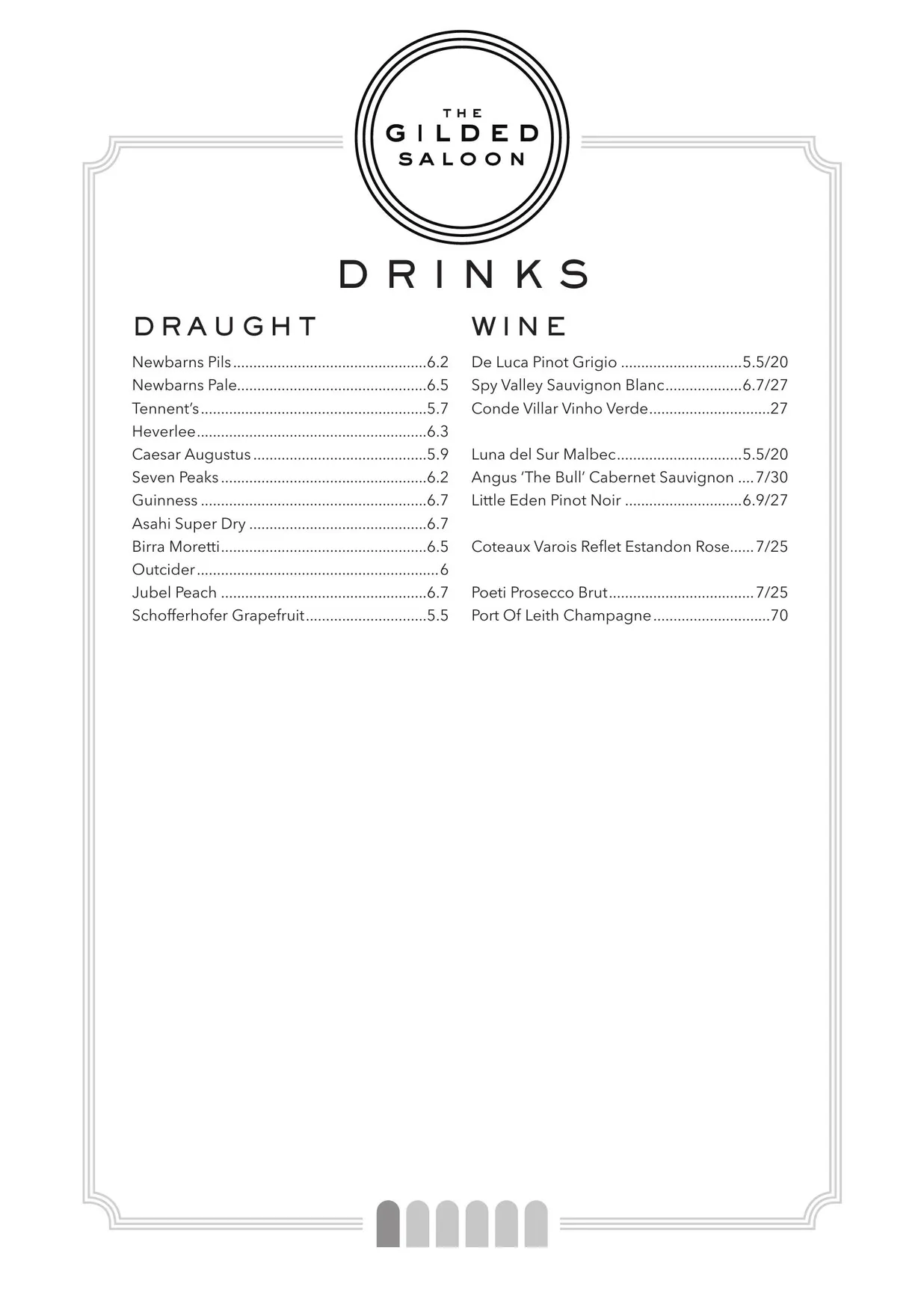 The Gilded Saloon menu, page 4