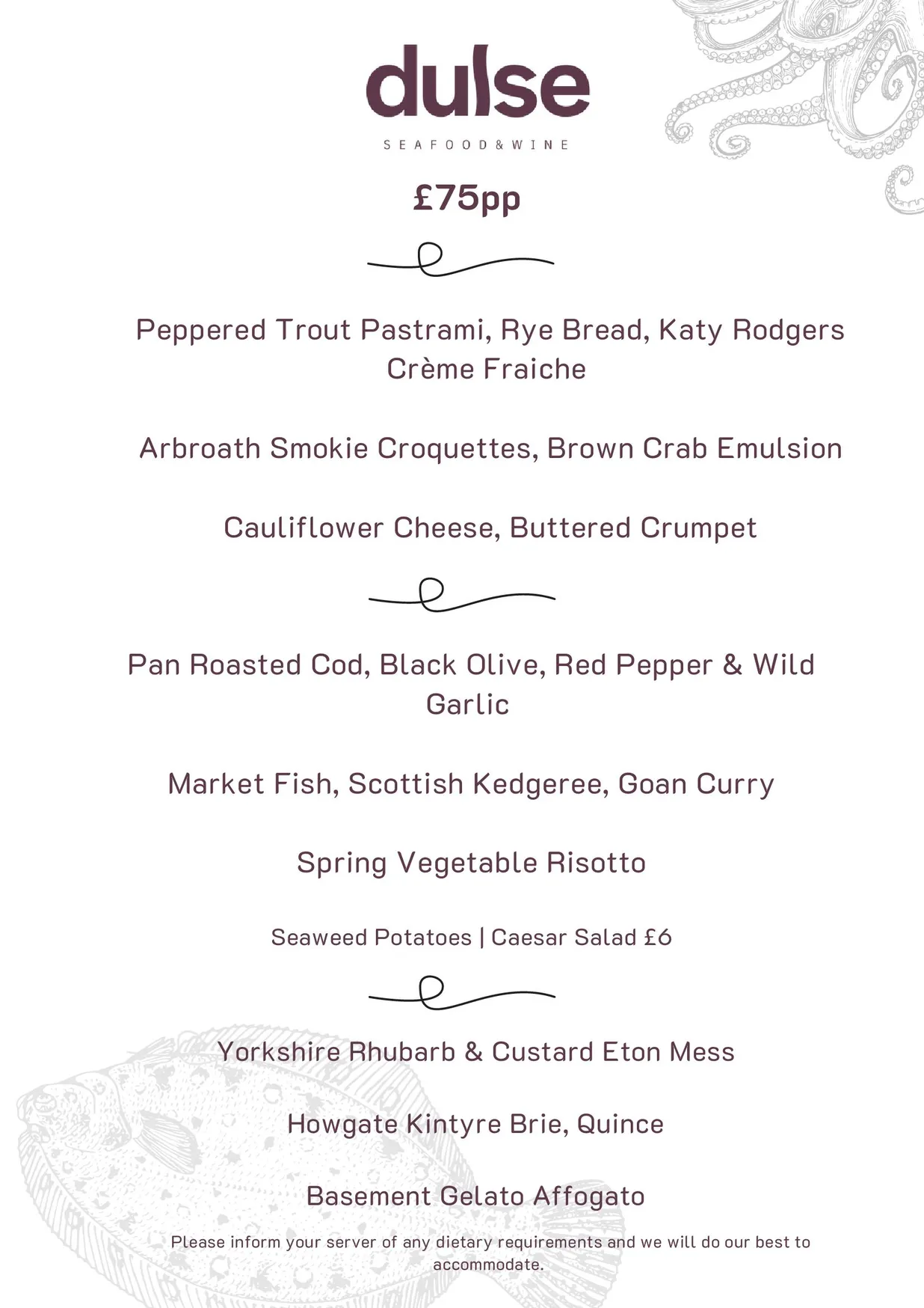 Dulse menu, page 1