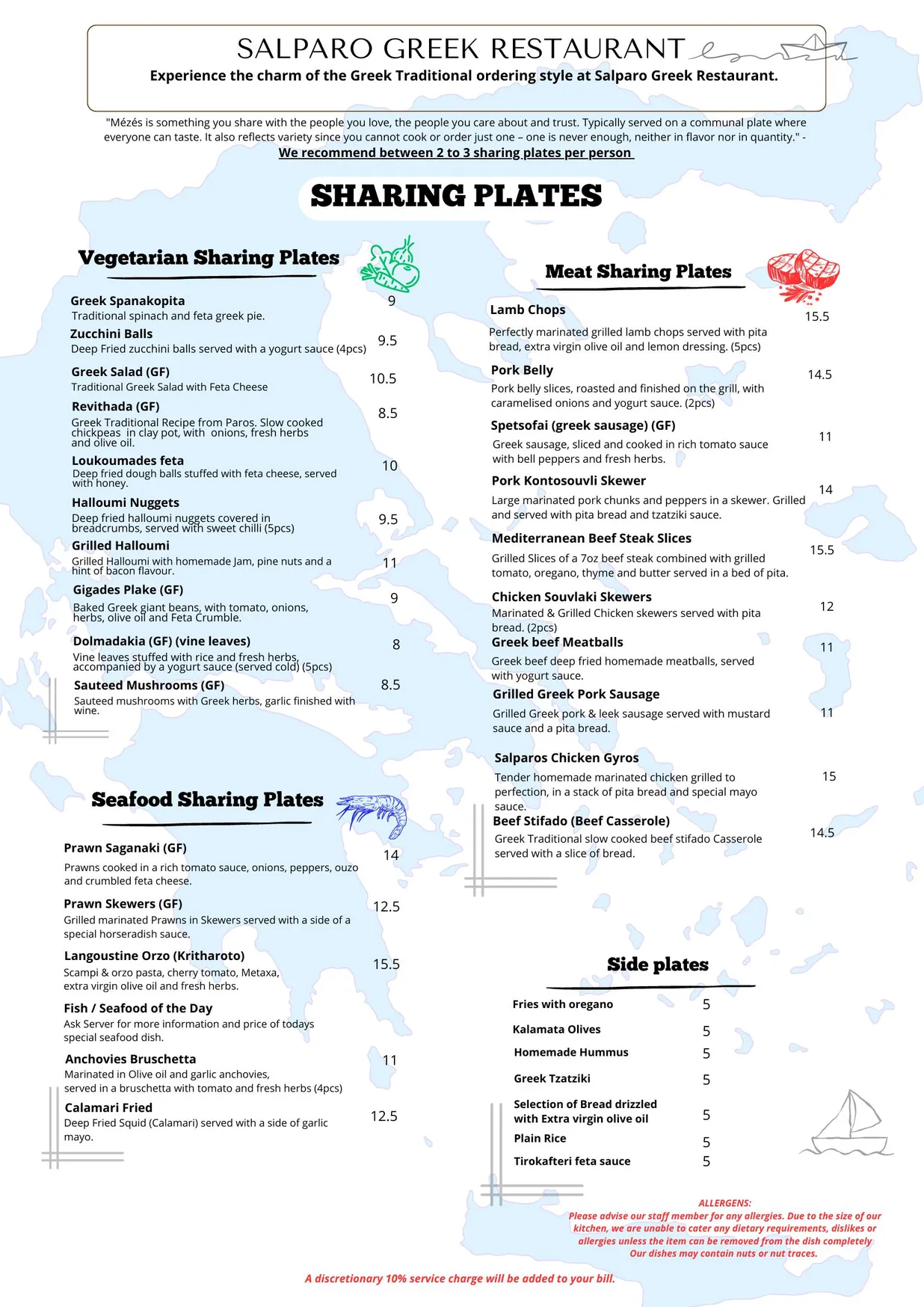 Salparo menu, page 1