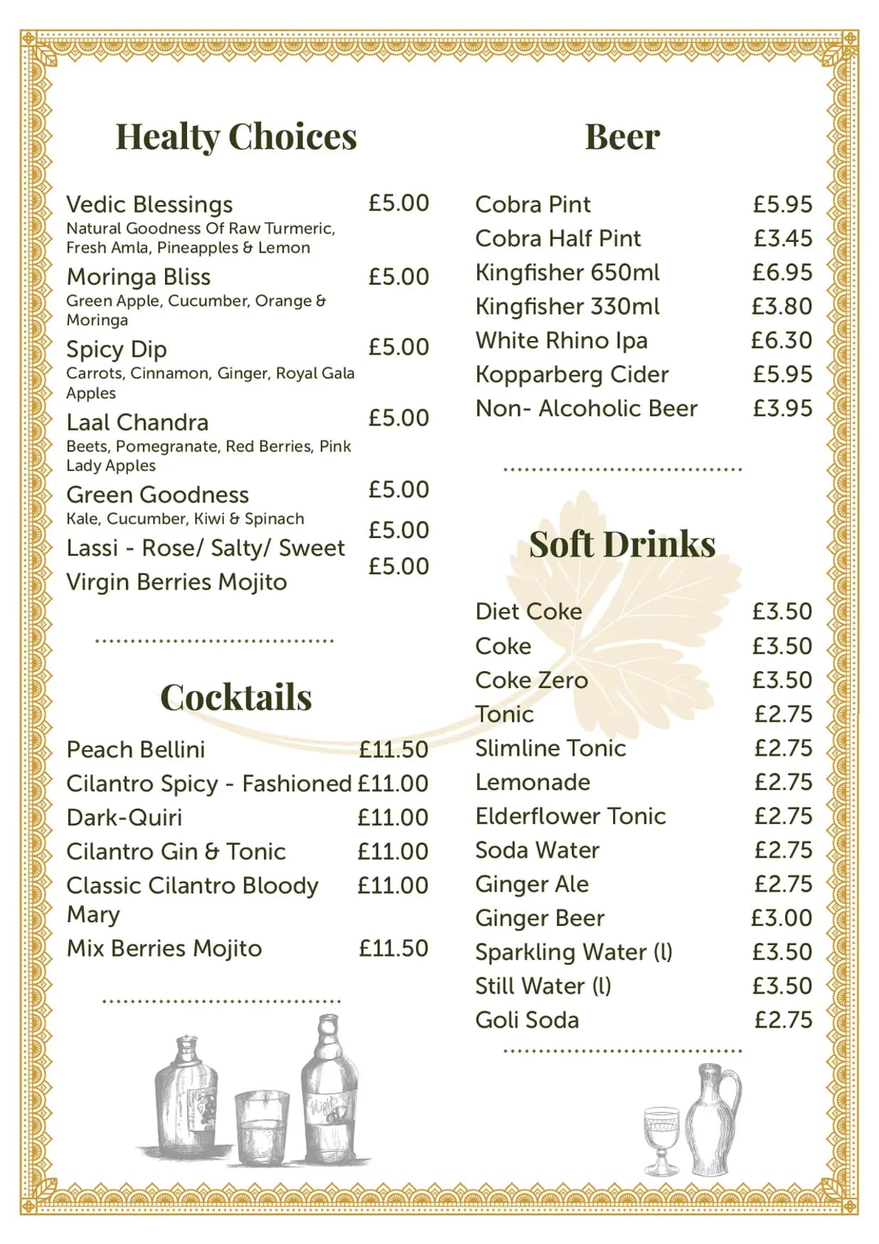Cilantro Putney menu, page 2