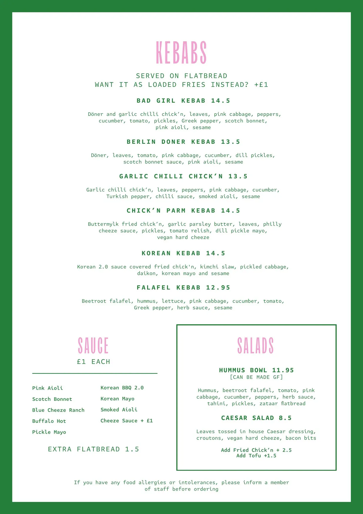 Döner Summer menu, page 3