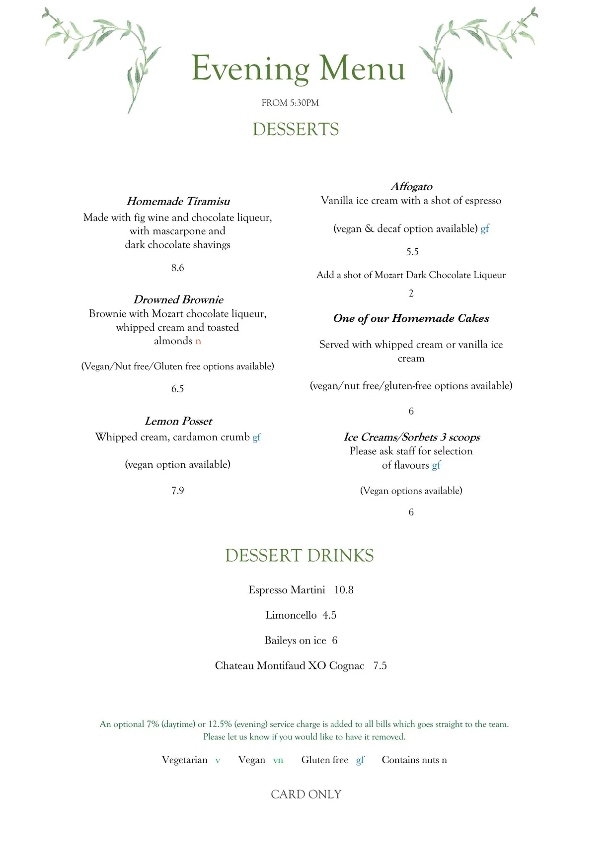 Garden of Easton menu, page 4