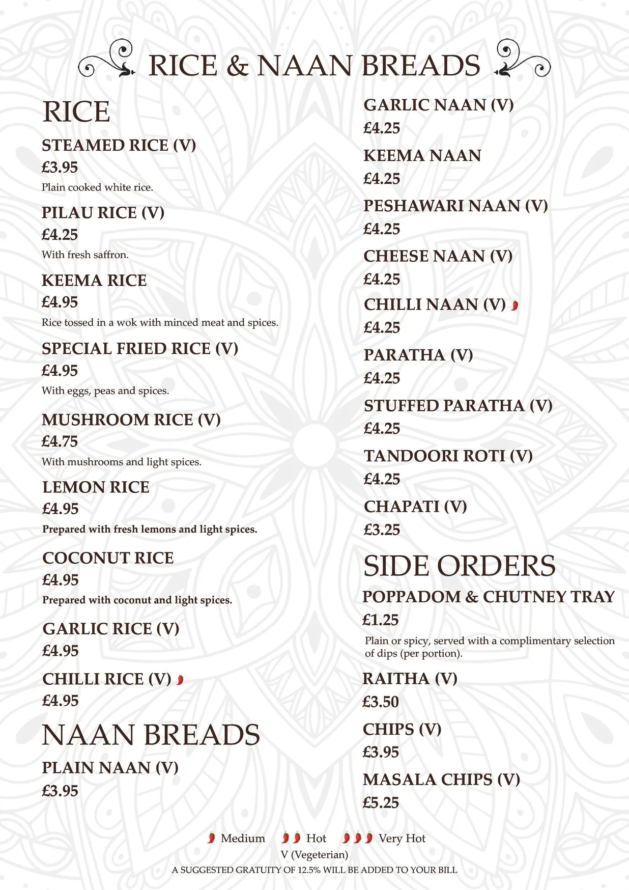 City Masala menu, page 12