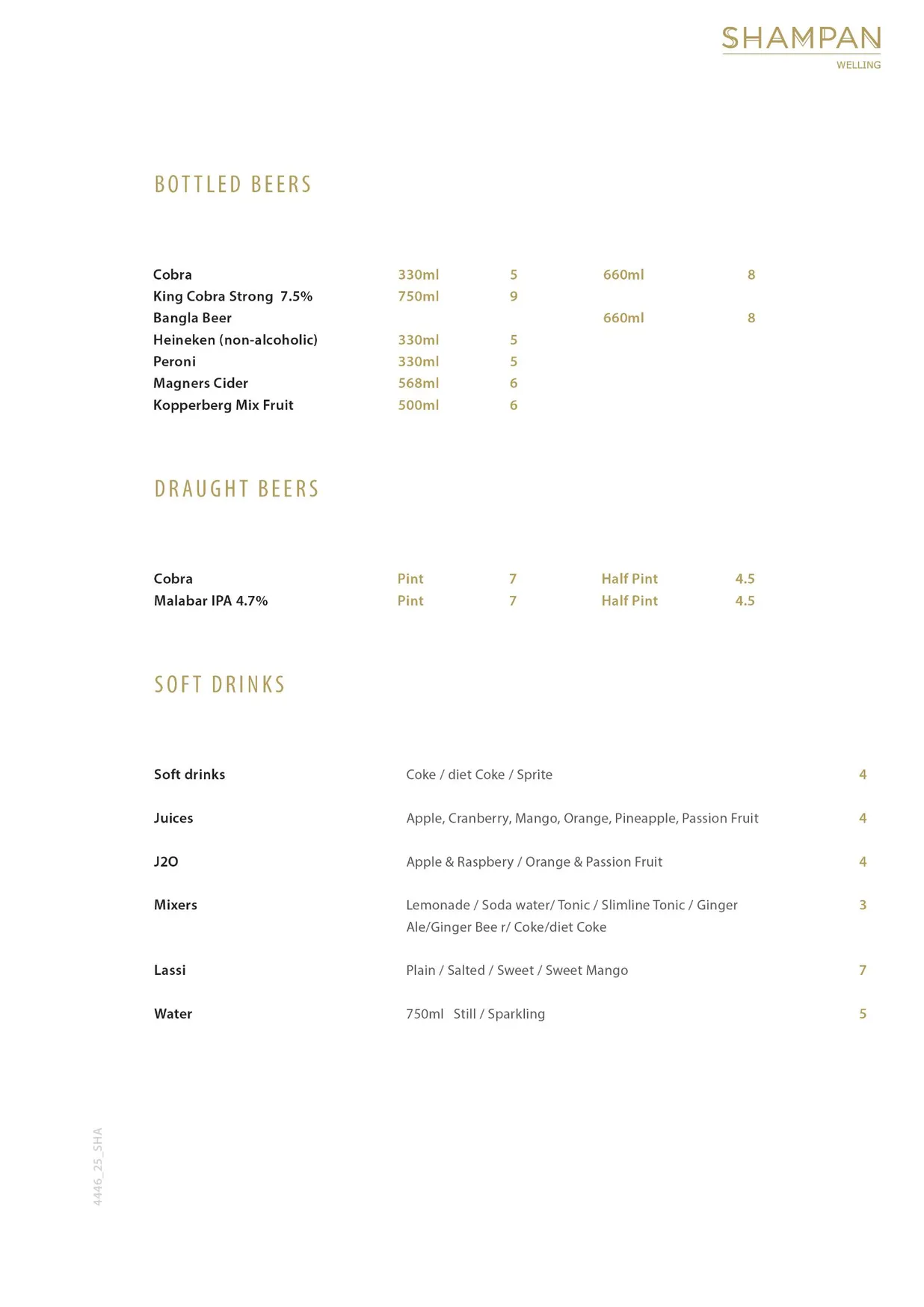 Shampan Welling menu, page 18