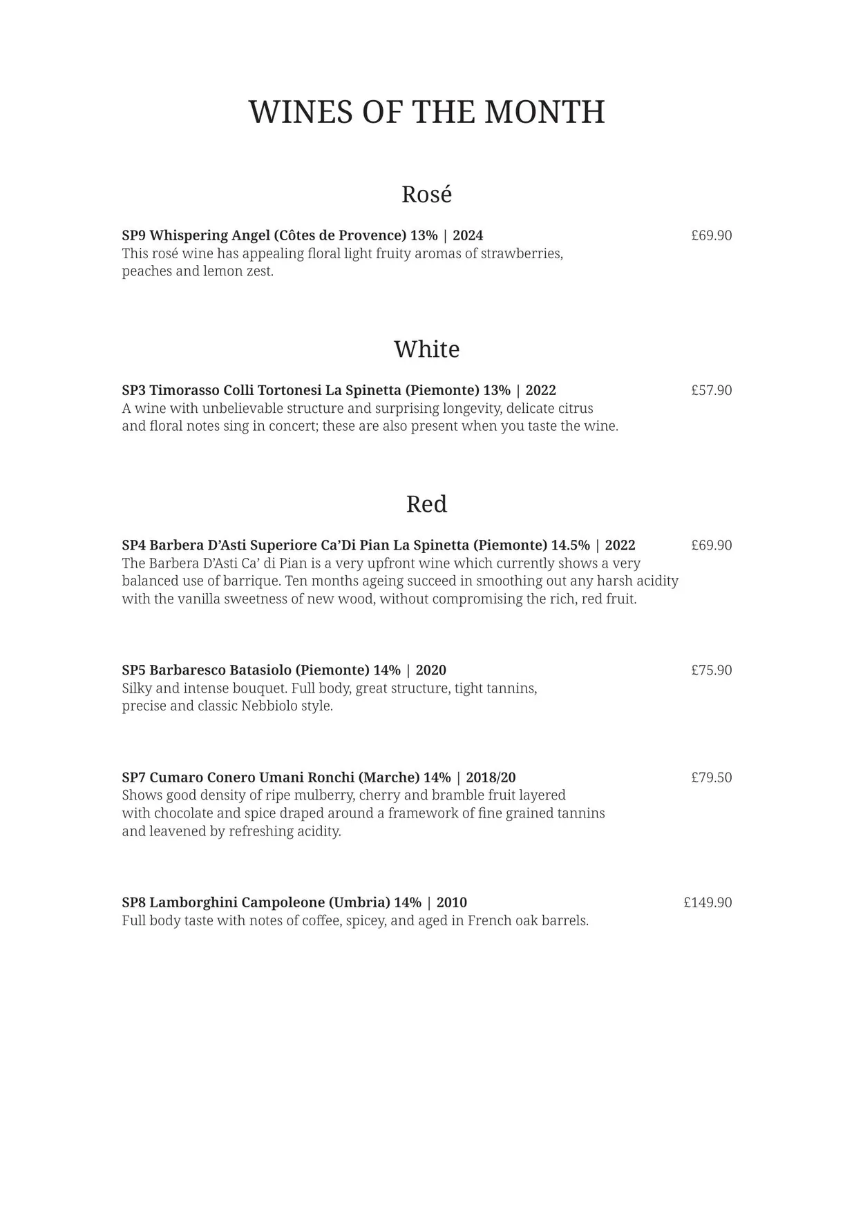 Giorgio menu, page 6