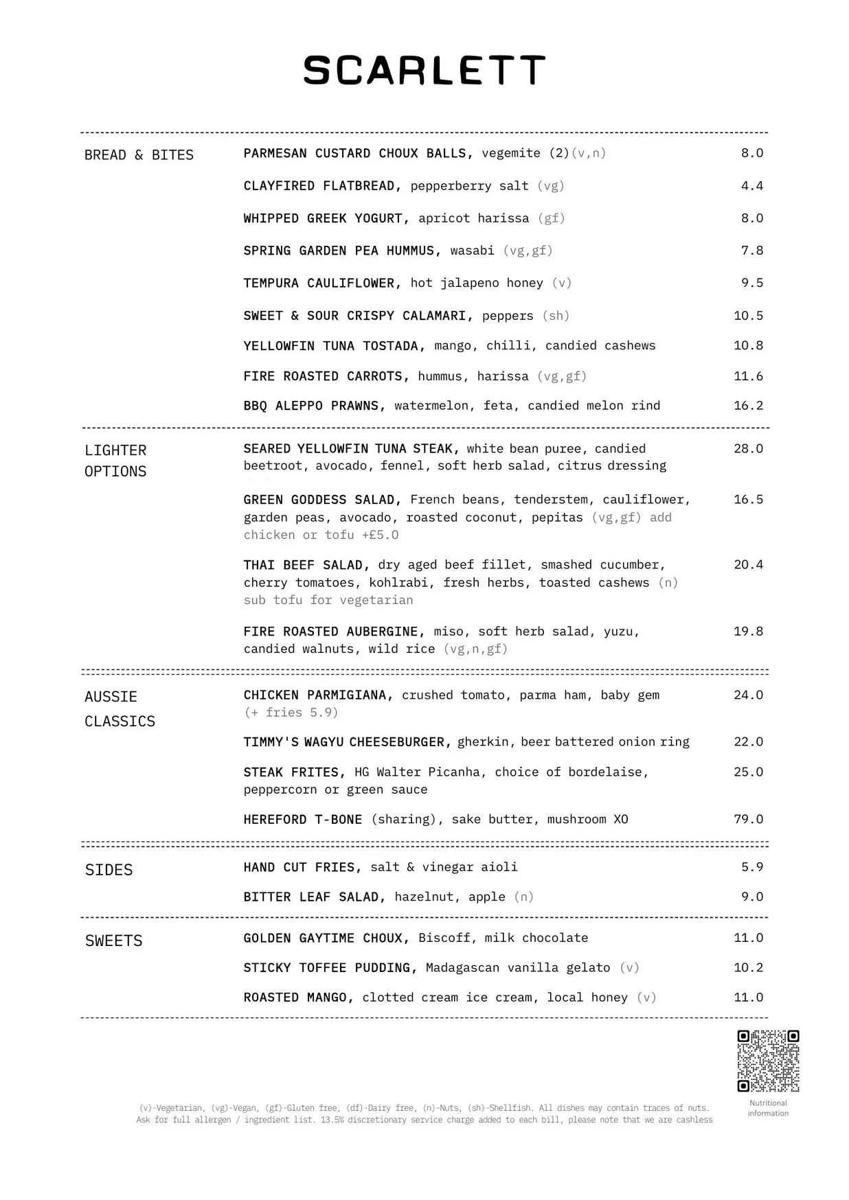 Scarlett Green menu, page 11