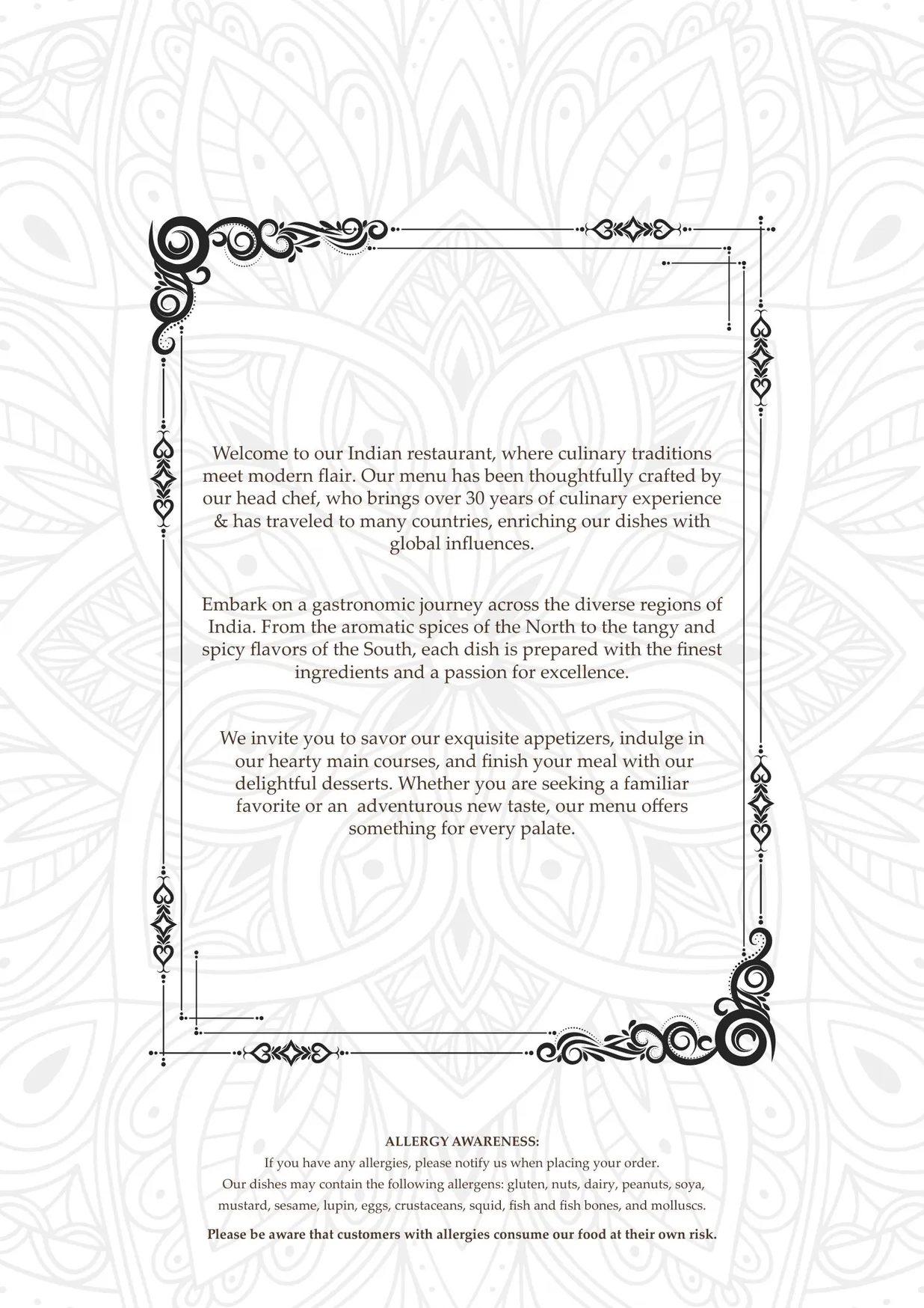 City Masala menu, page 2