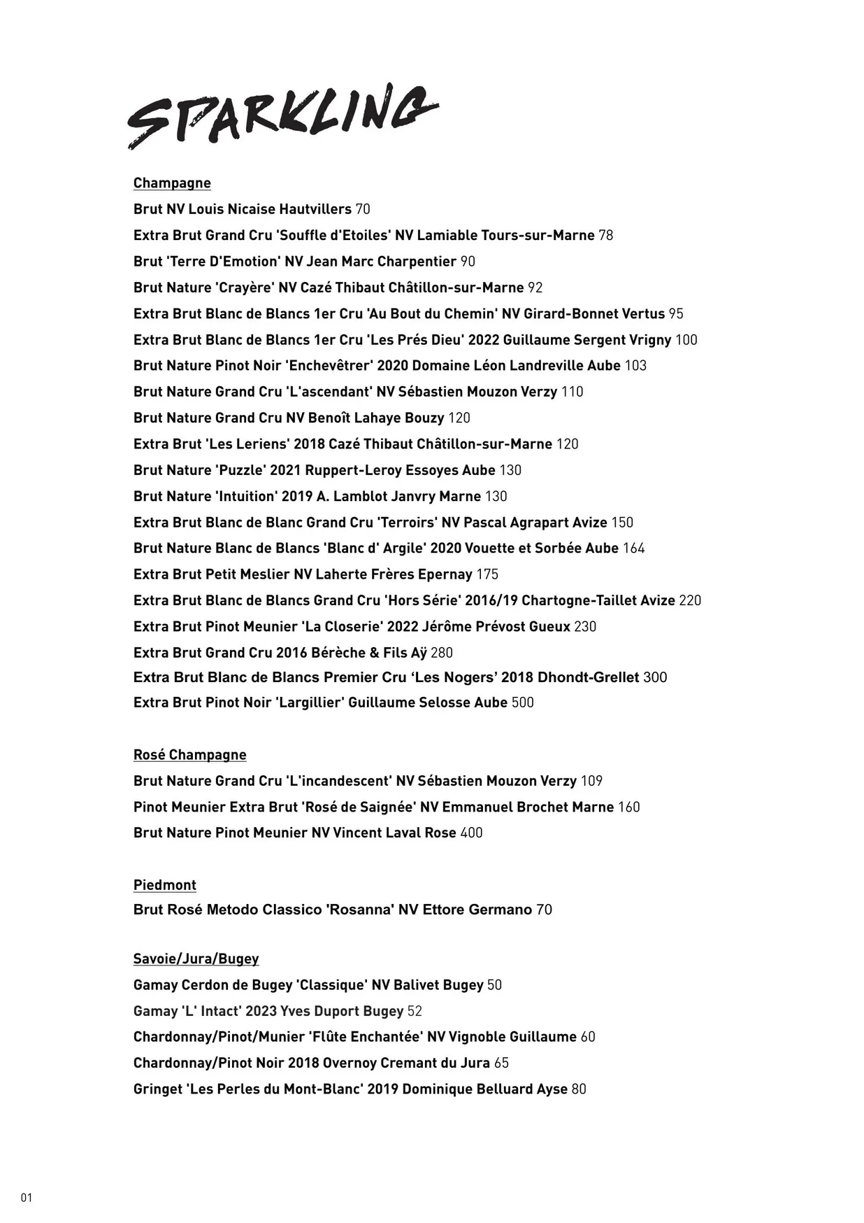 Duchy menu, page 2
