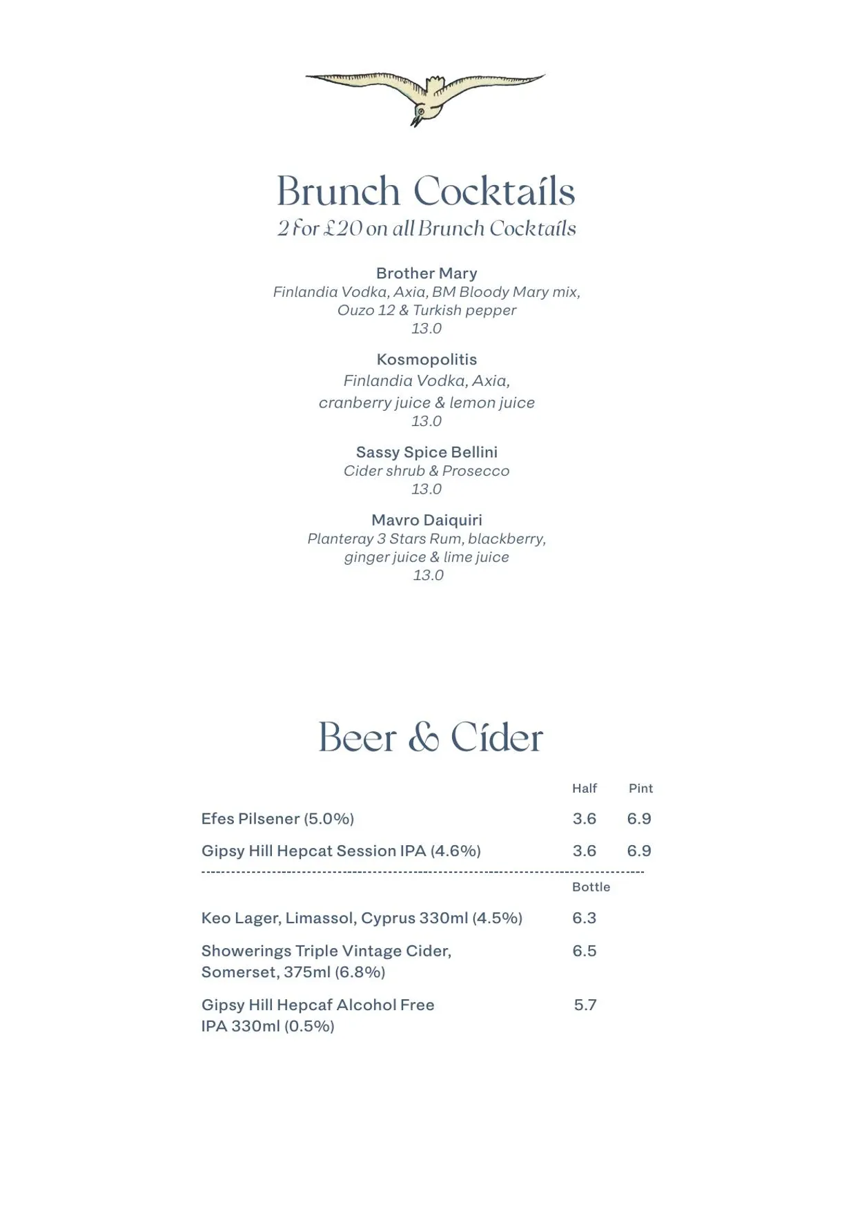 Brother Marcus menu, page 5