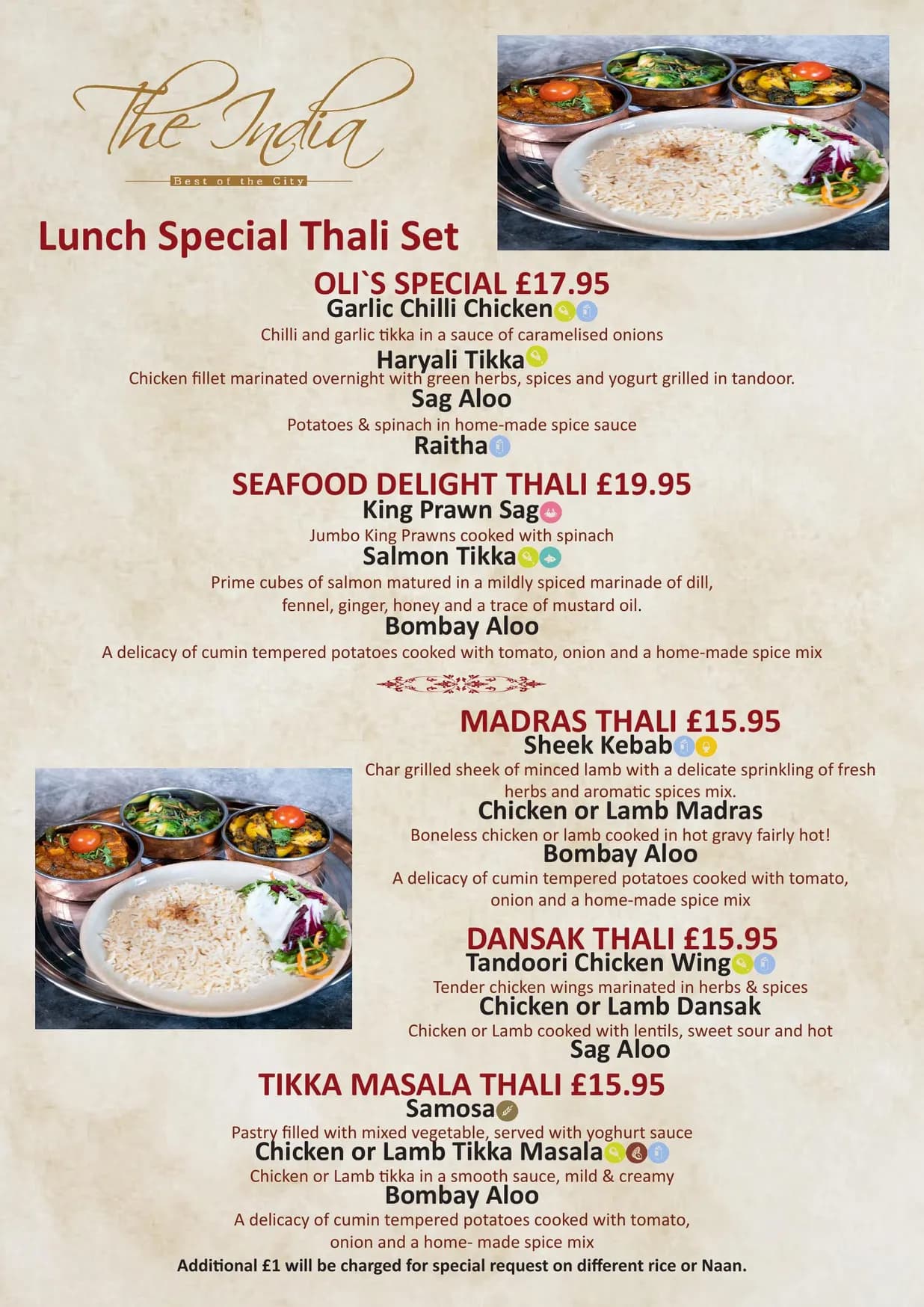 The India Leicester Square menu, page 3
