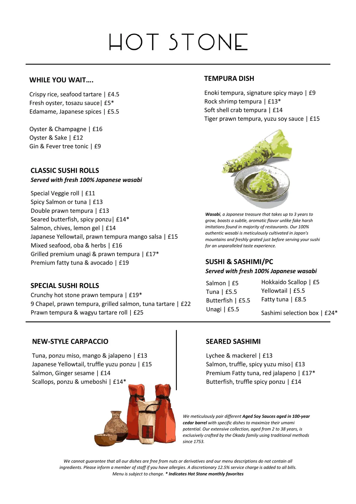 Hot Stone menu, page 2