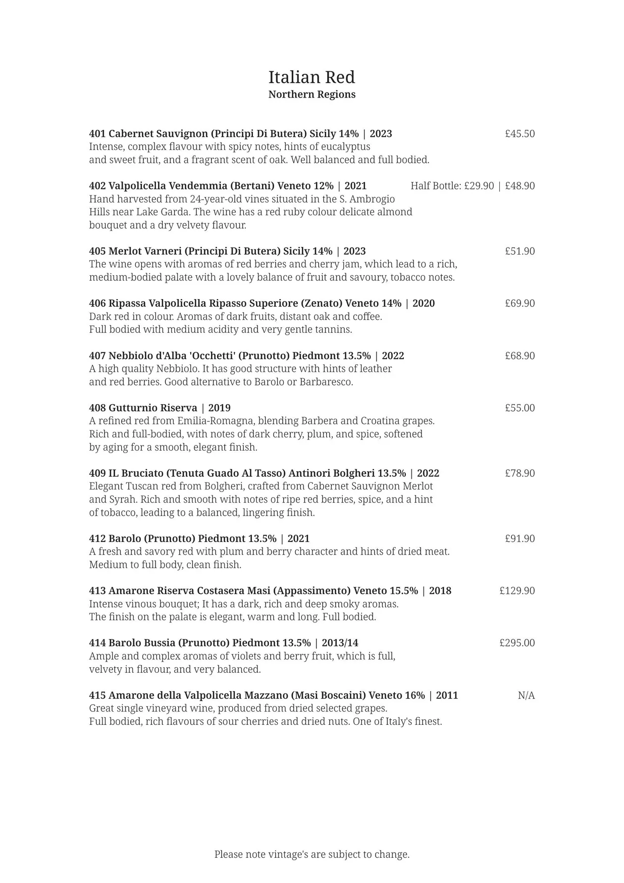 Giorgio menu, page 10