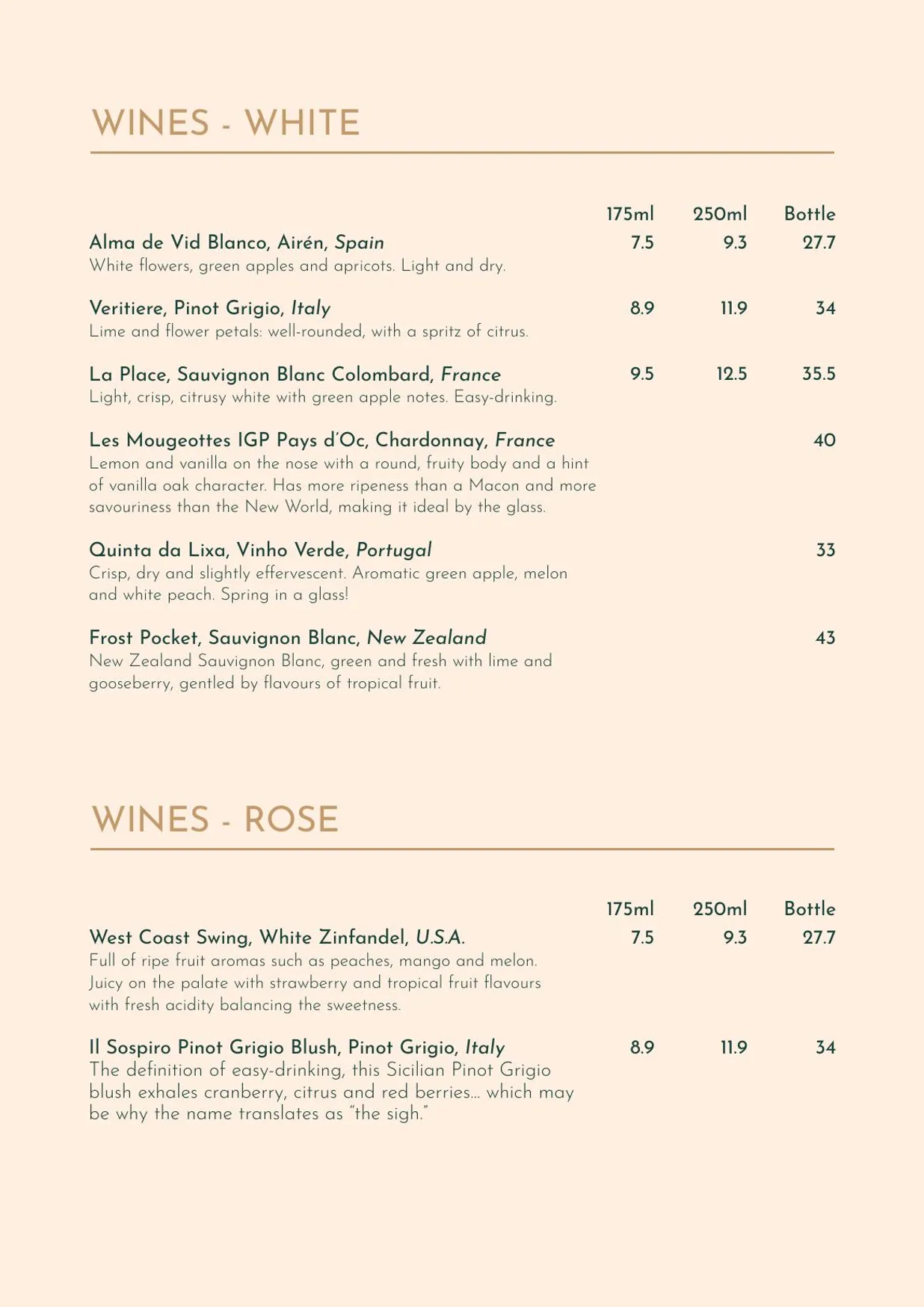 Pierre Kitchen menu, page 8