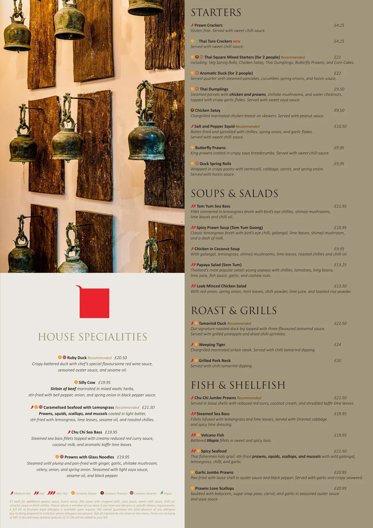 Thai Square menu, page 1
