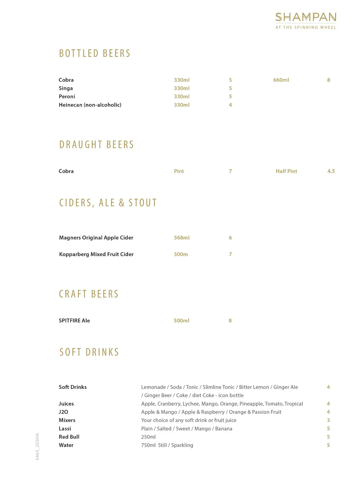 Shampan at the Spinning Wheel menu, page 19