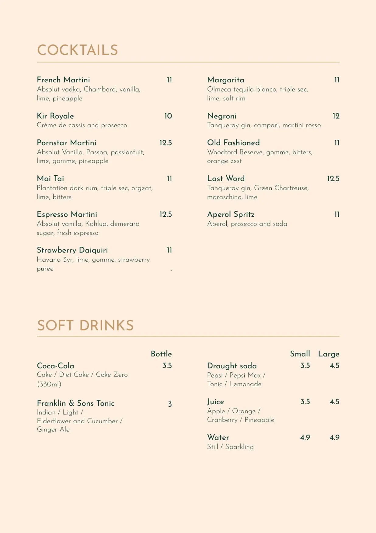 Pierre Kitchen menu, page 10