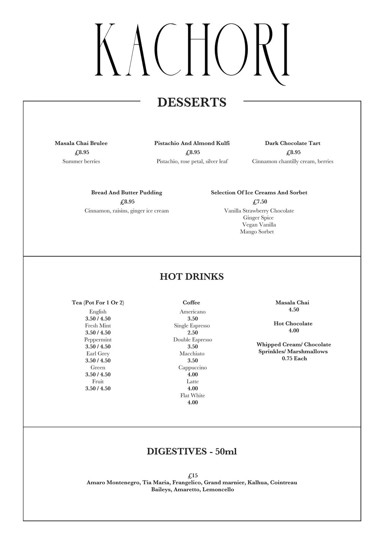 Kachori menu, page 1
