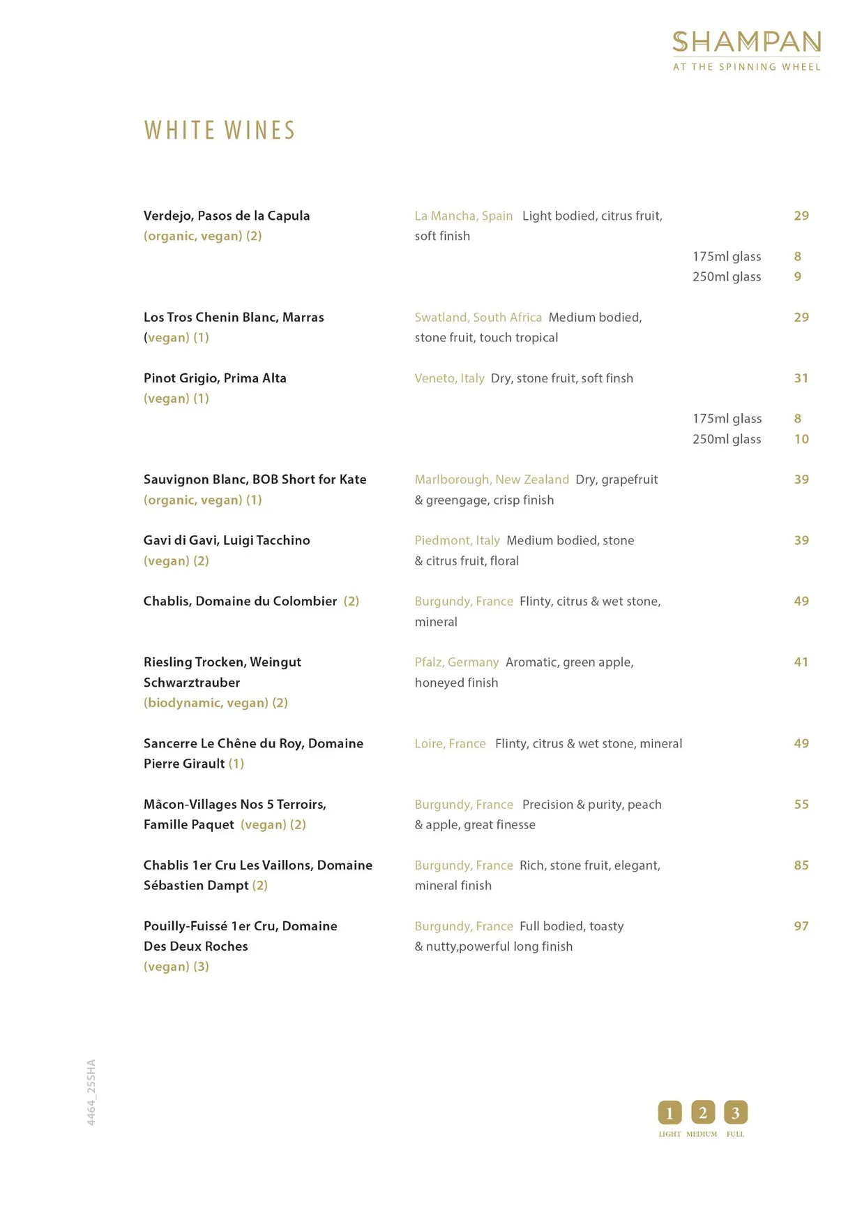 Shampan at the Spinning Wheel menu, page 16
