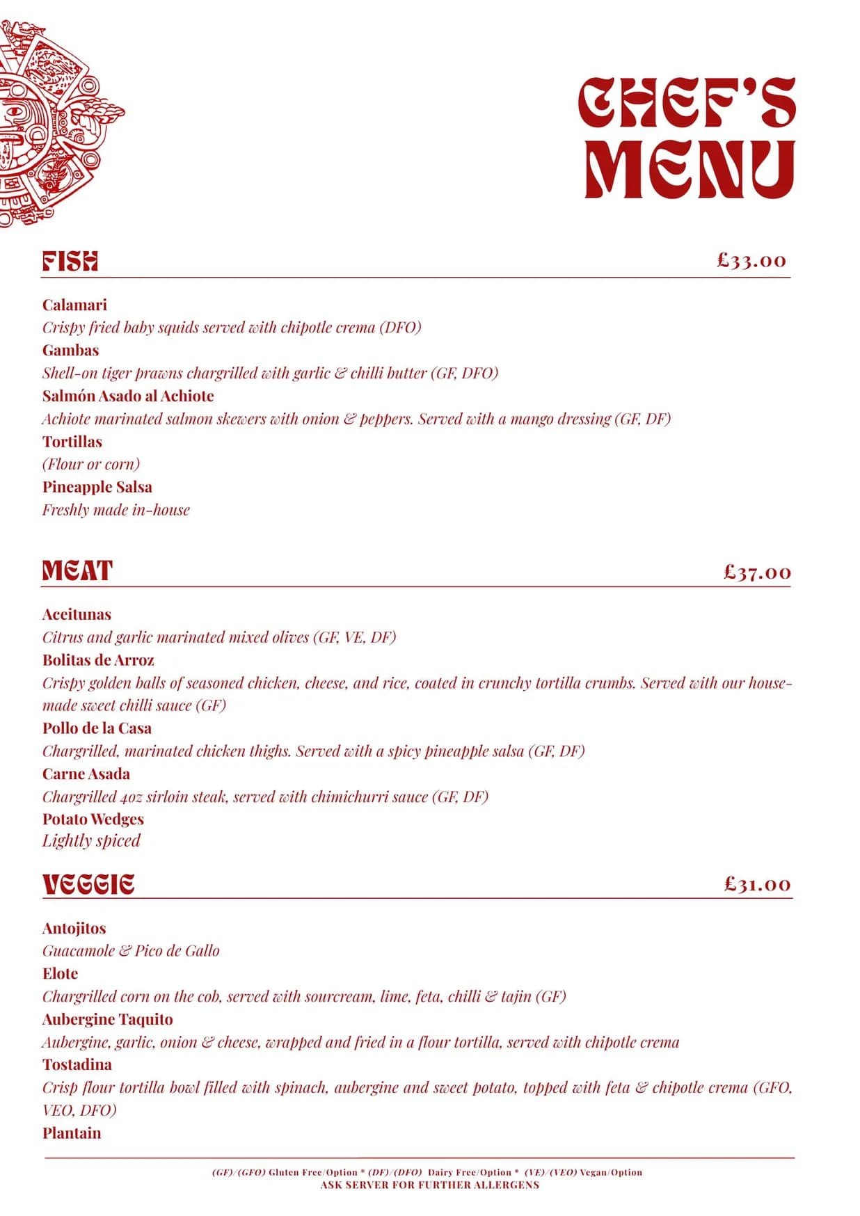 Casa Mexicana menu, page 2