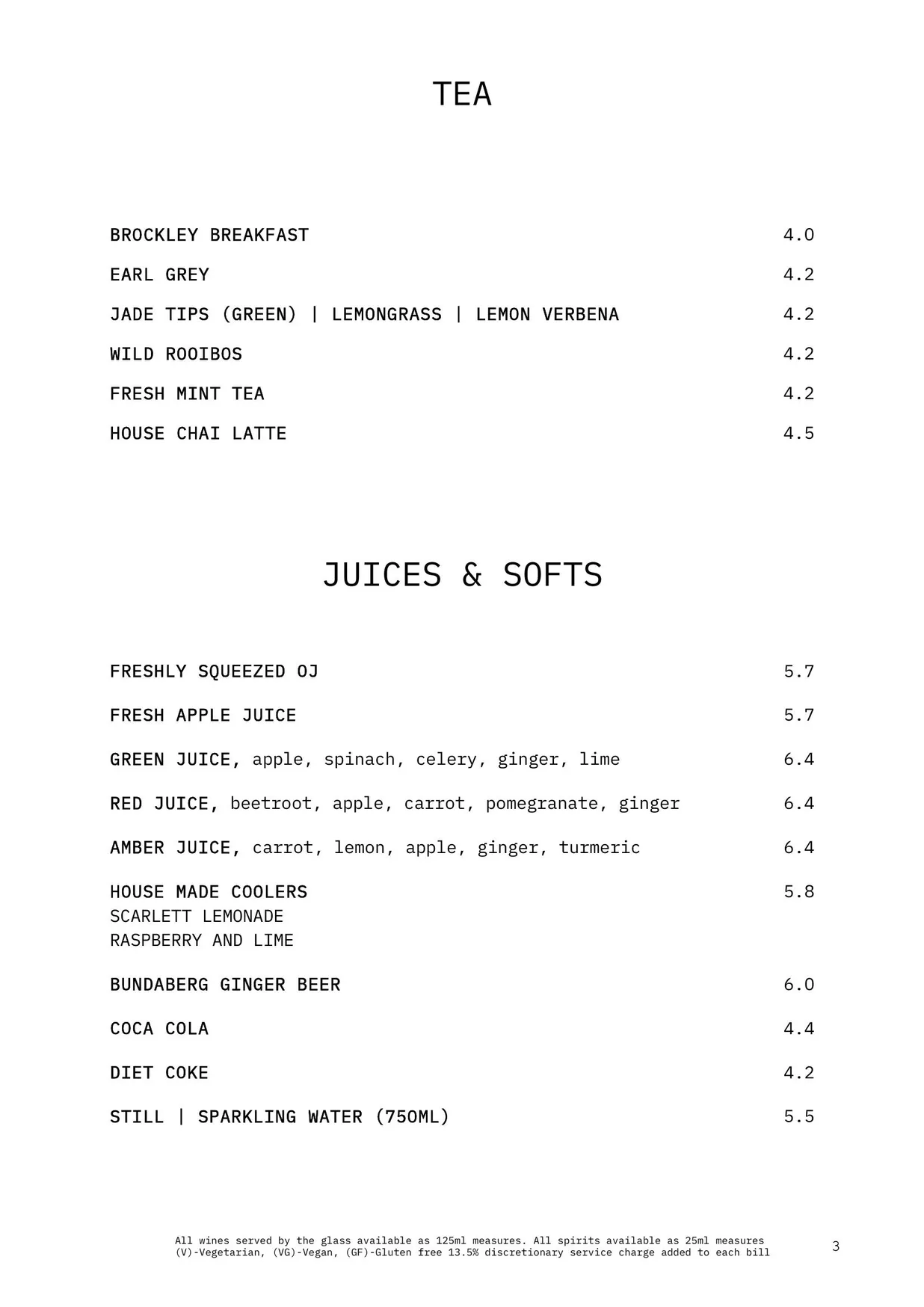 Bondi Green menu, page 6