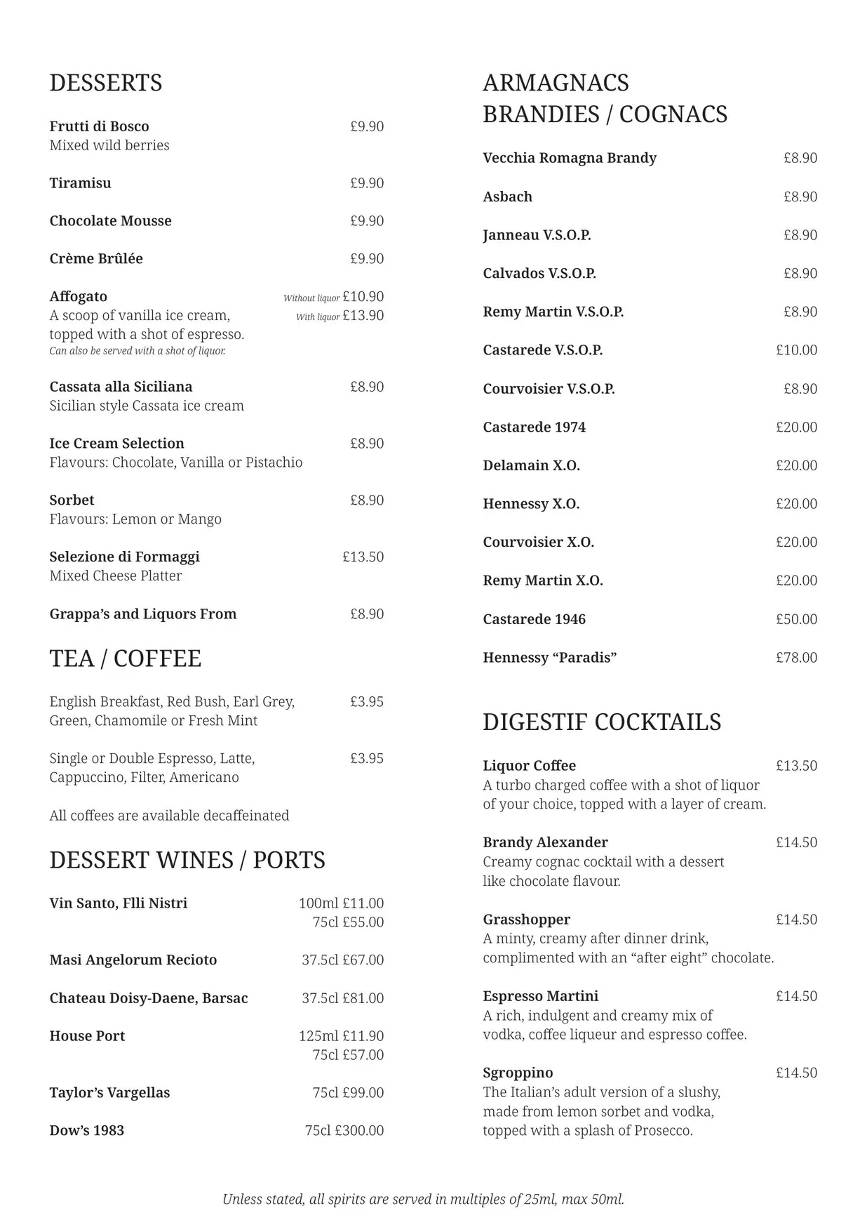 Giorgio menu, page 4