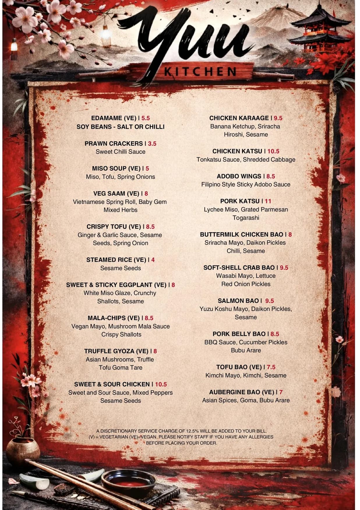 Yuu Kitchen menu, page 1