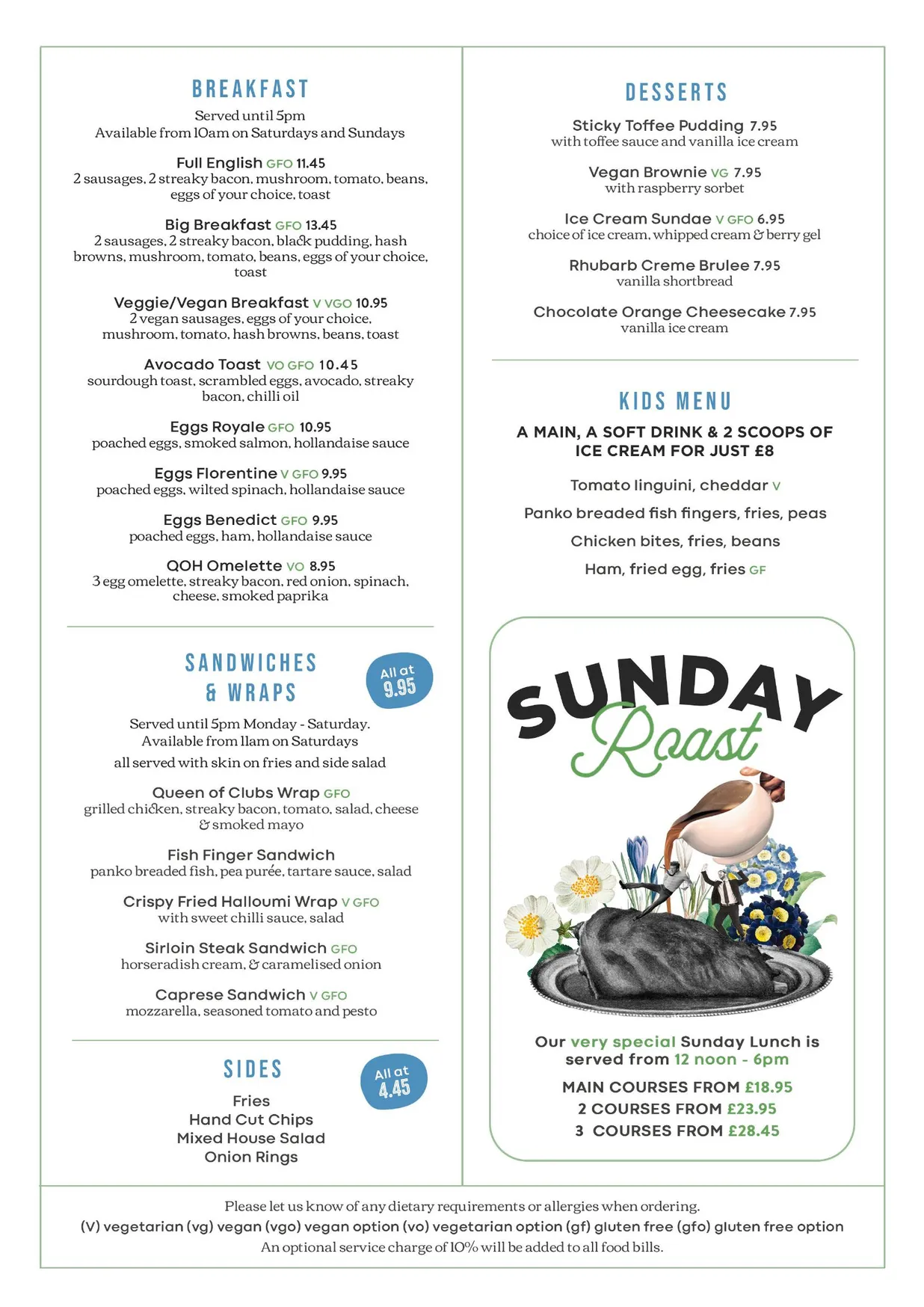 Queen of Hockley menu, page 2
