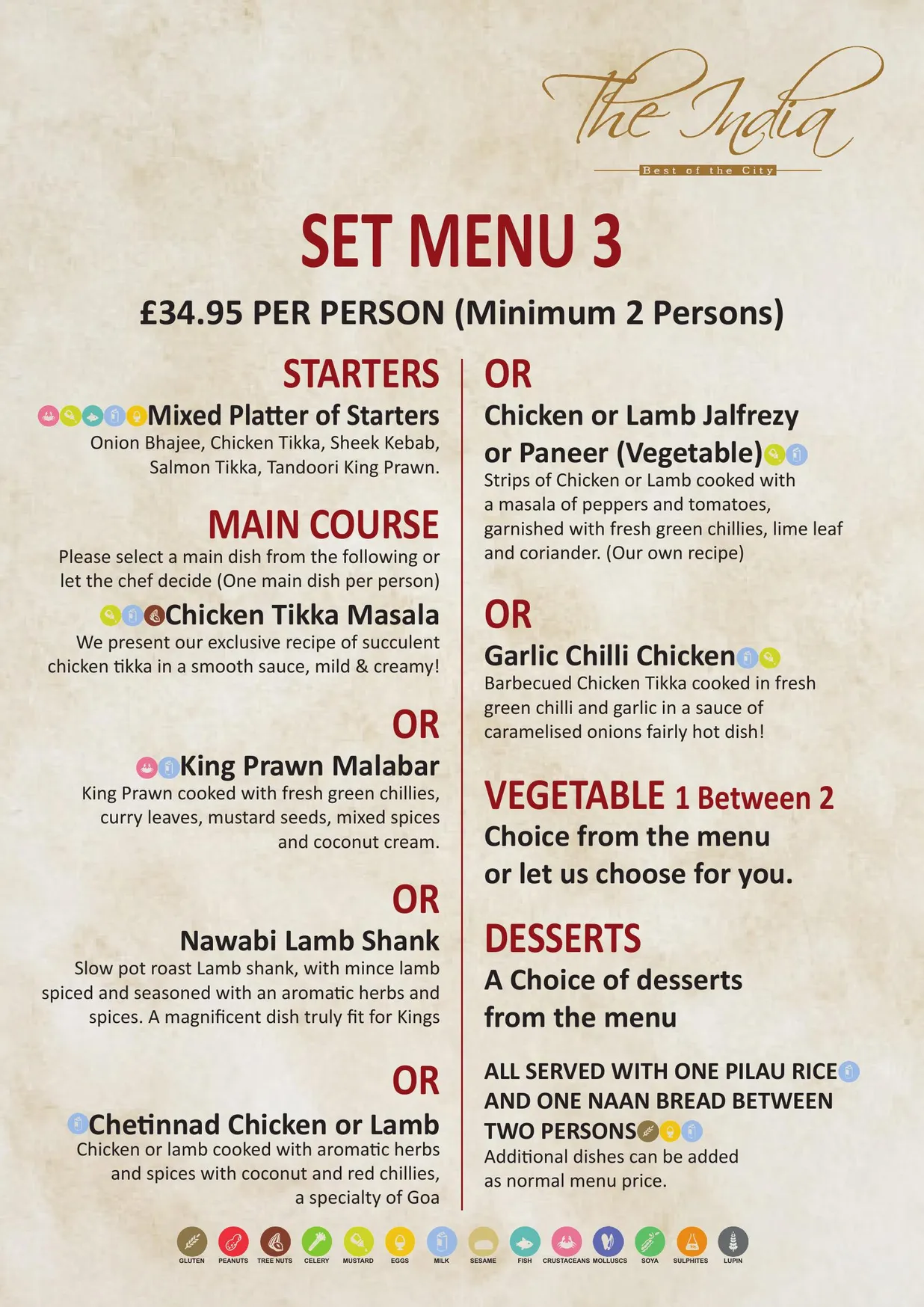 The India Leicester Square menu, page 6