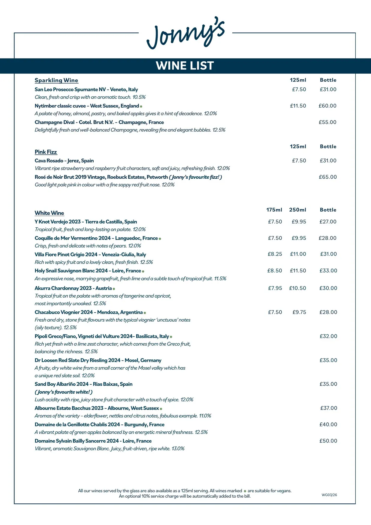 Jonny's Goring Bar & Kitchen menu, page 8
