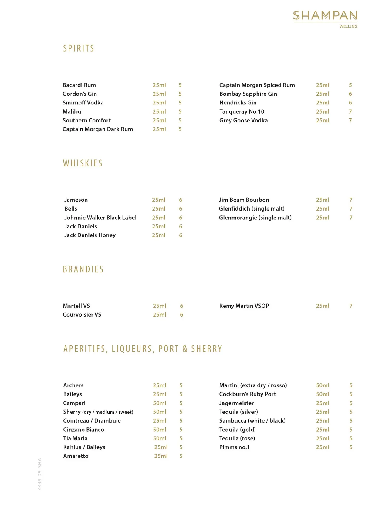 Shampan Welling menu, page 19