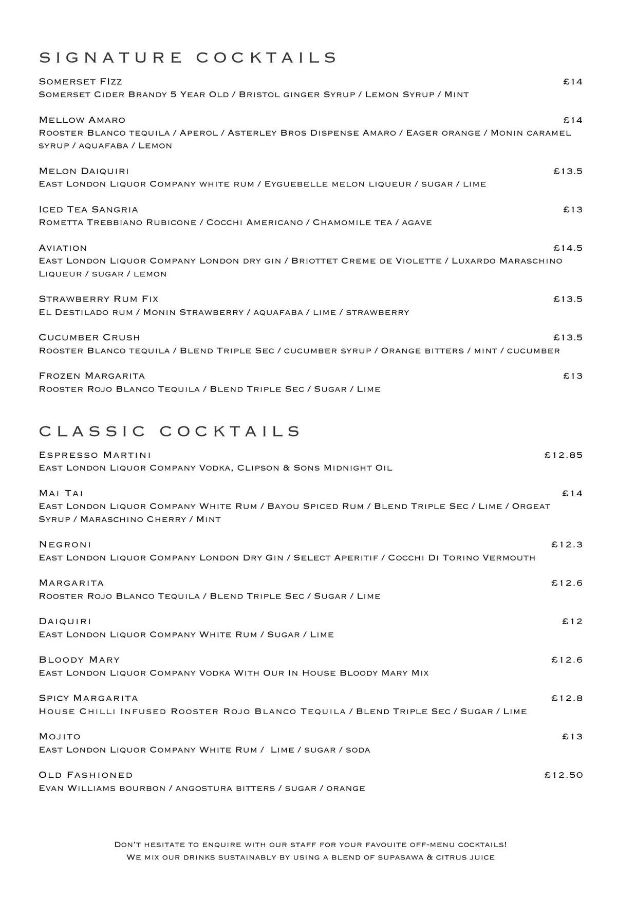 The Starman menu, page 14
