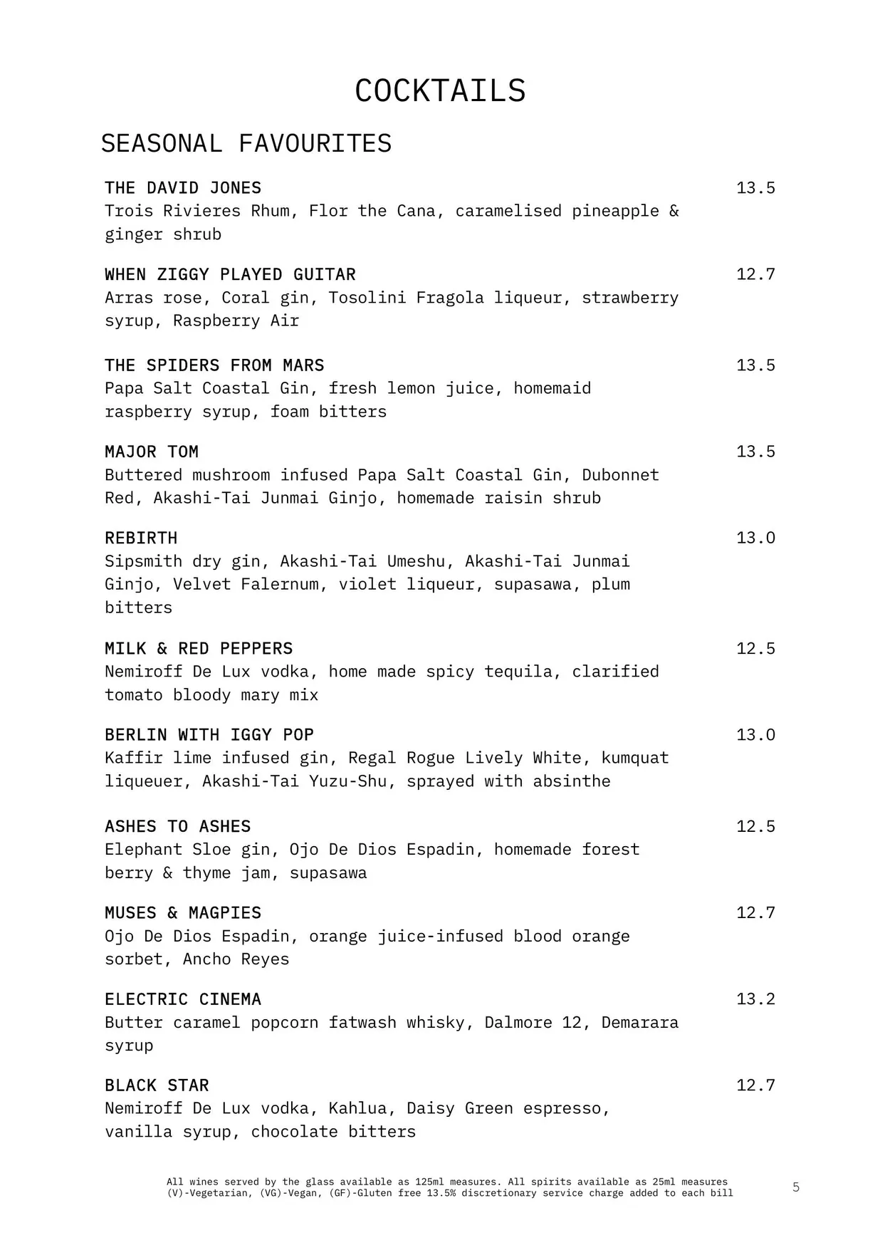 Ziggy Green menu, page 7