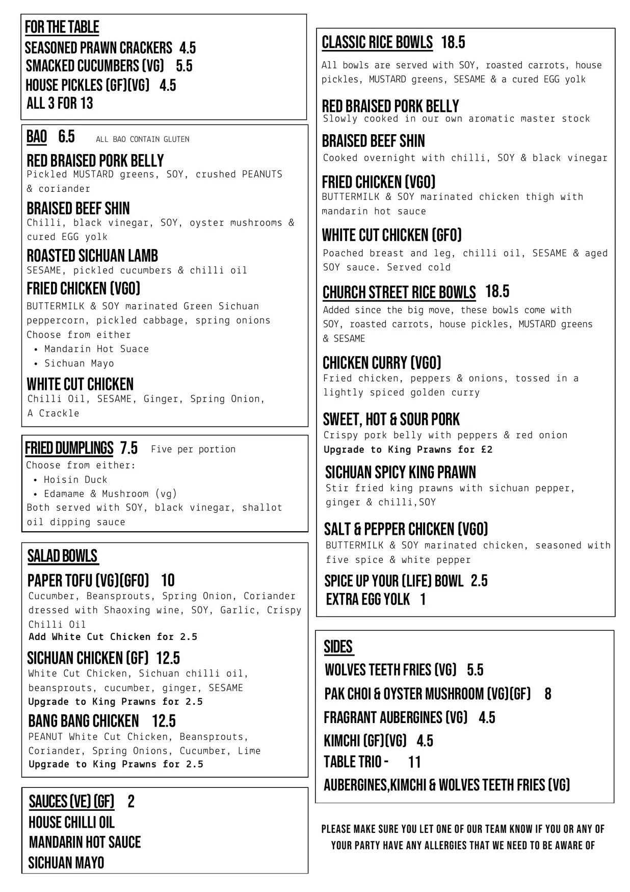 Tiger Bites Pig menu, page 2
