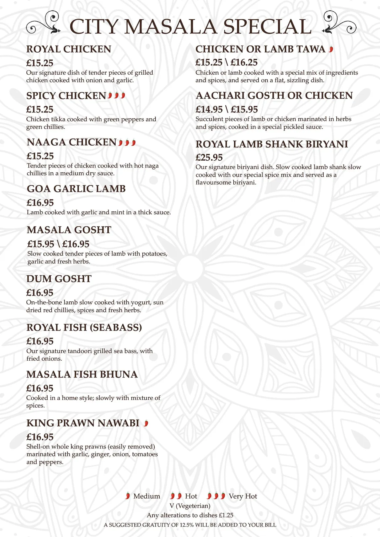 City Masala menu, page 8