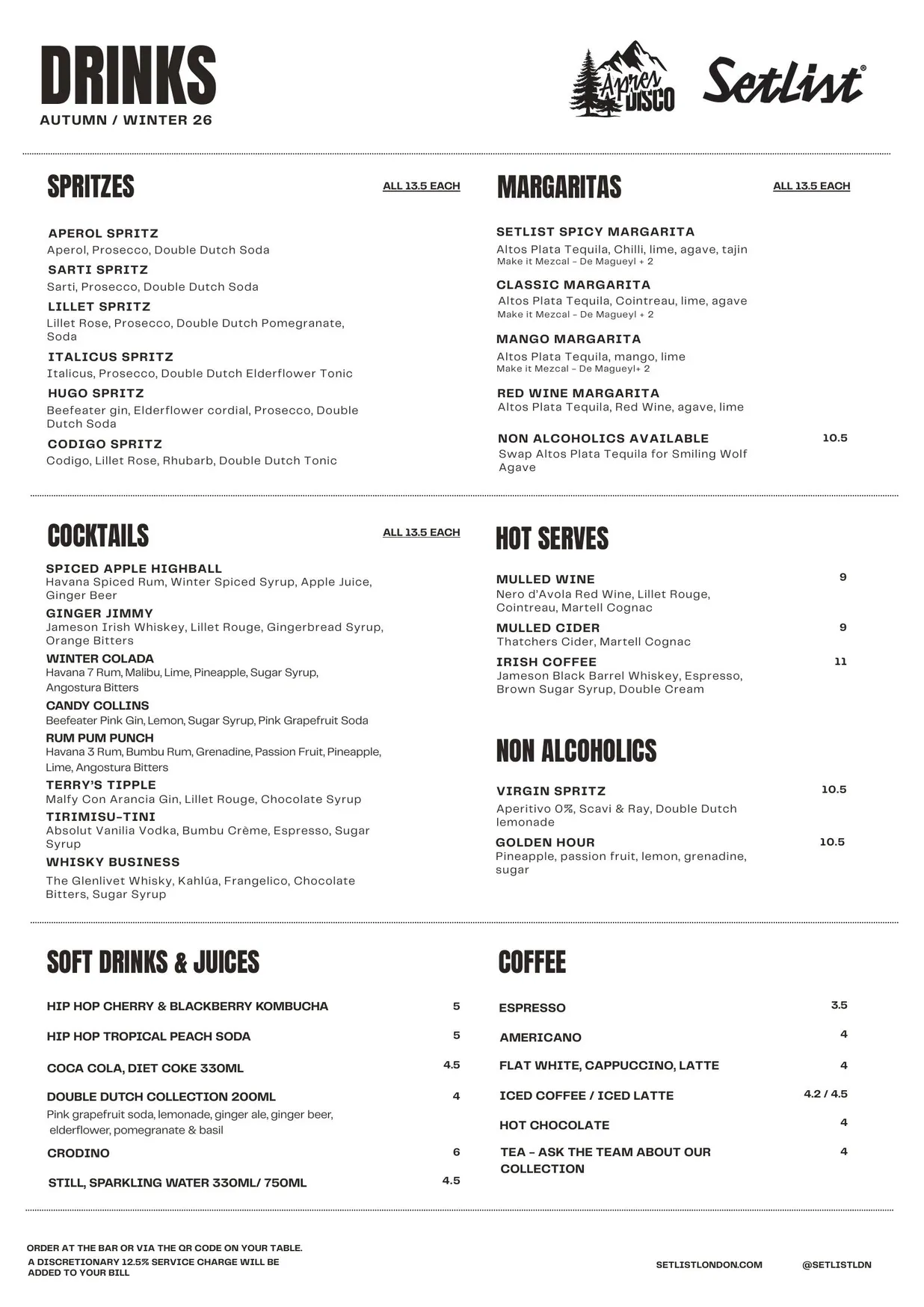 Setlist menu, page 1