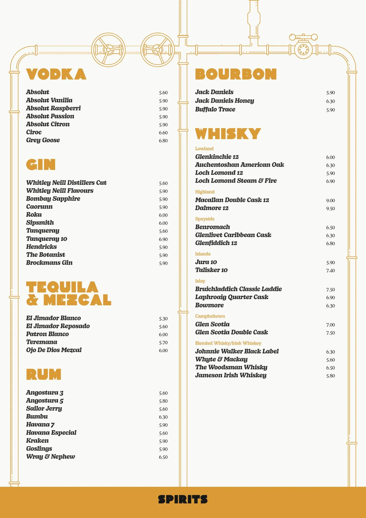 Cold Town House menu, page 8