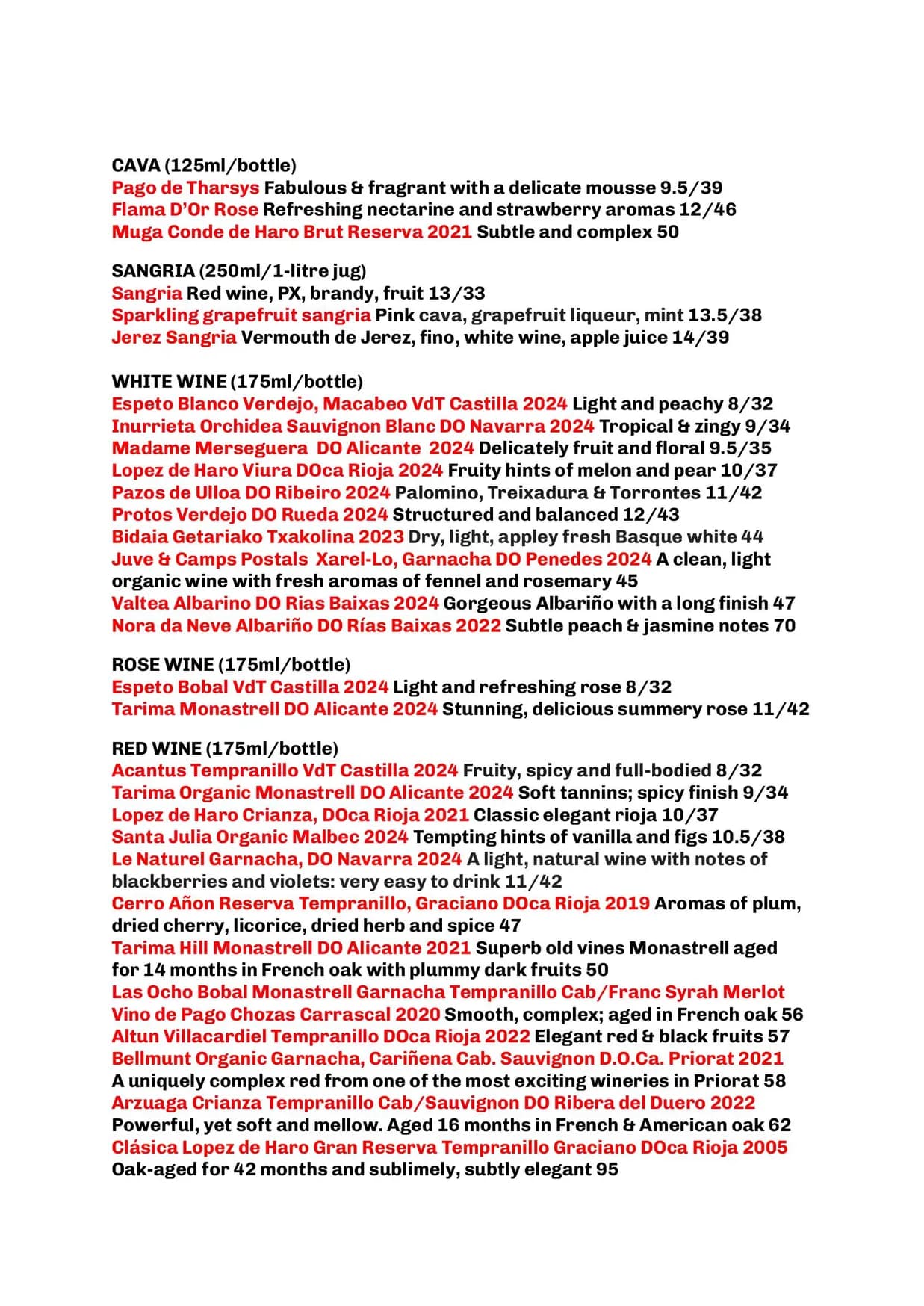 Little Taperia menu, page 2