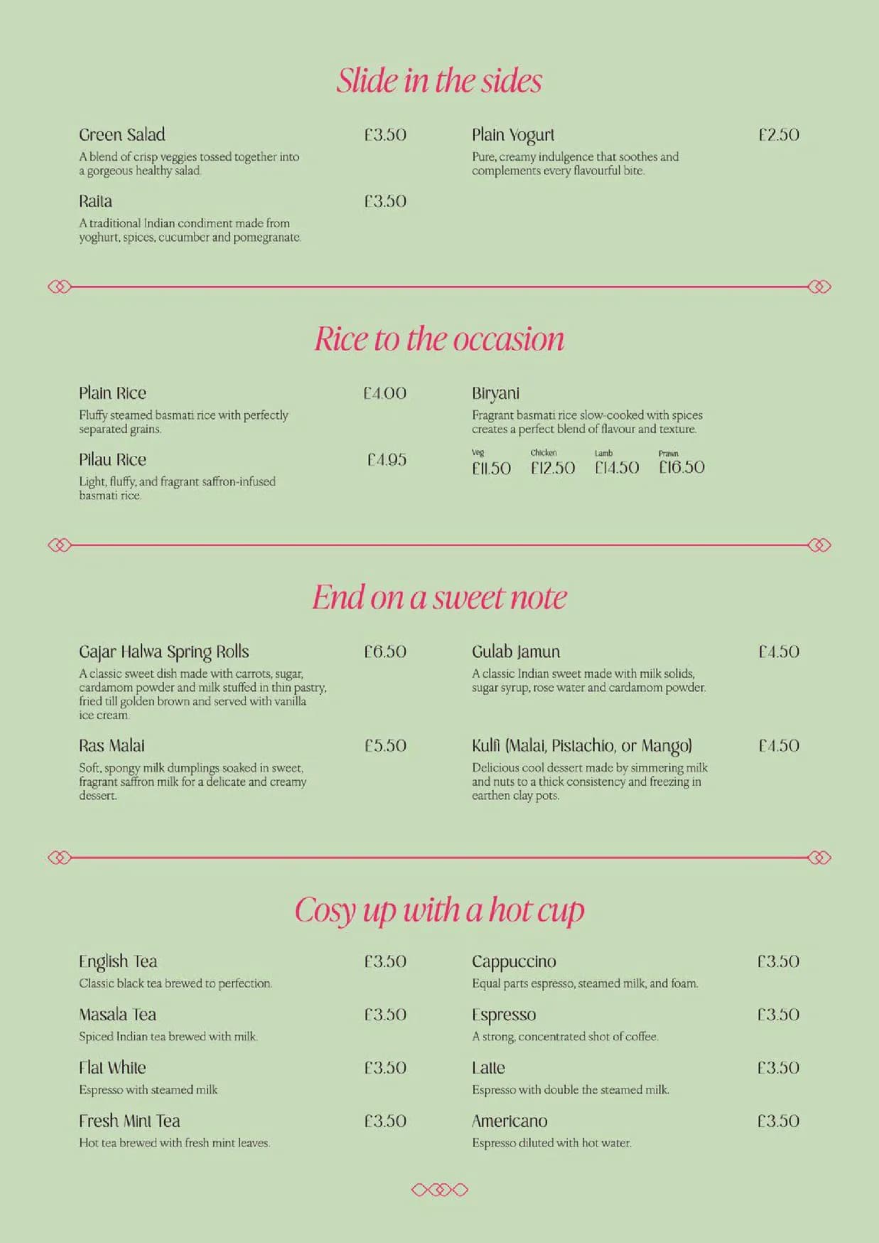 Bahara menu, page 3