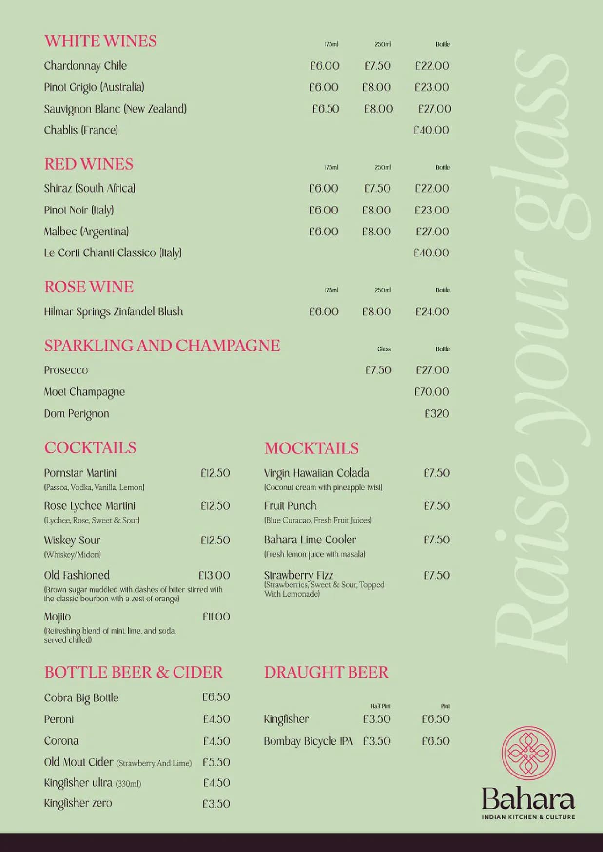 Bahara menu, page 4