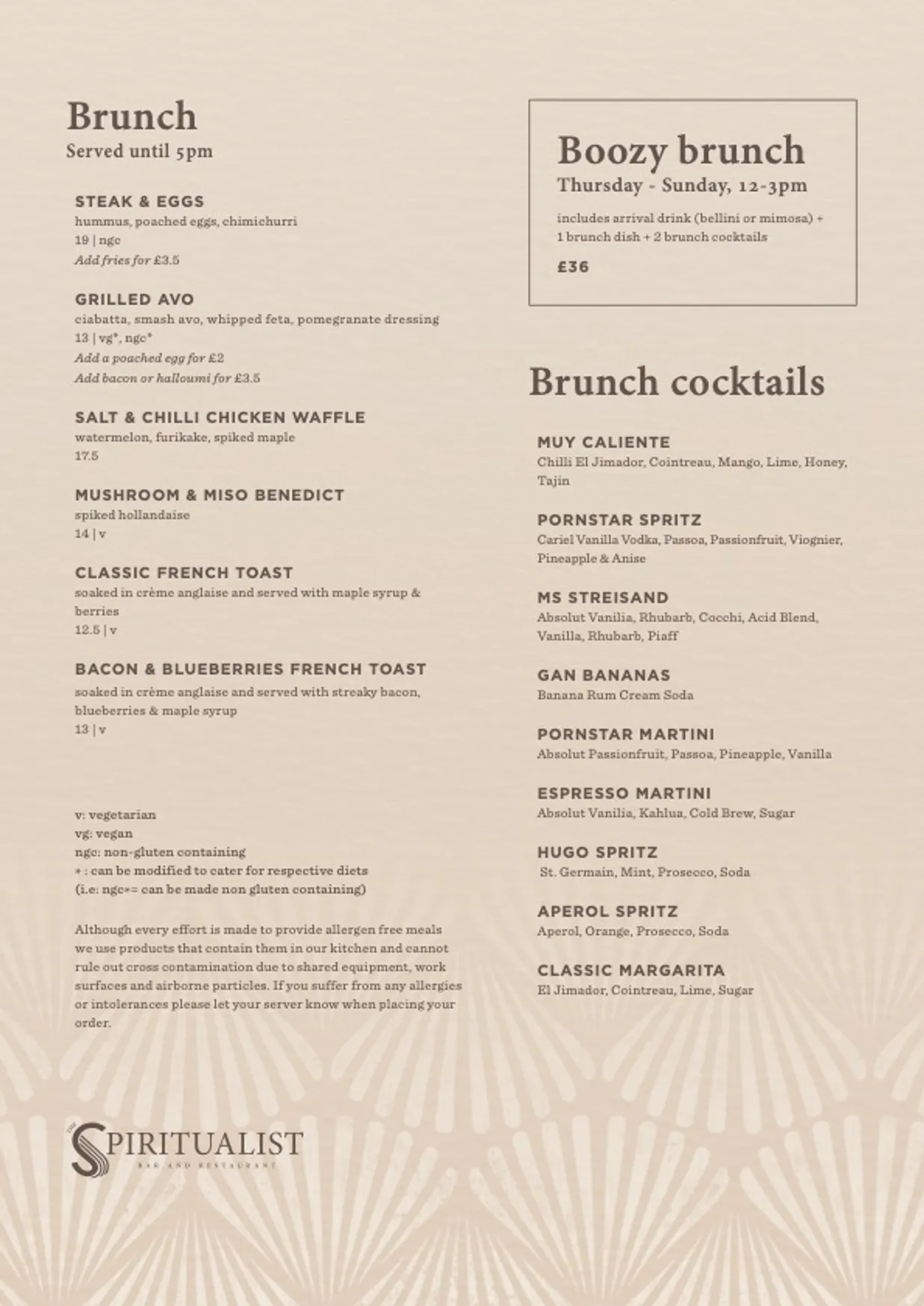 The Spiritualist menu, page 22